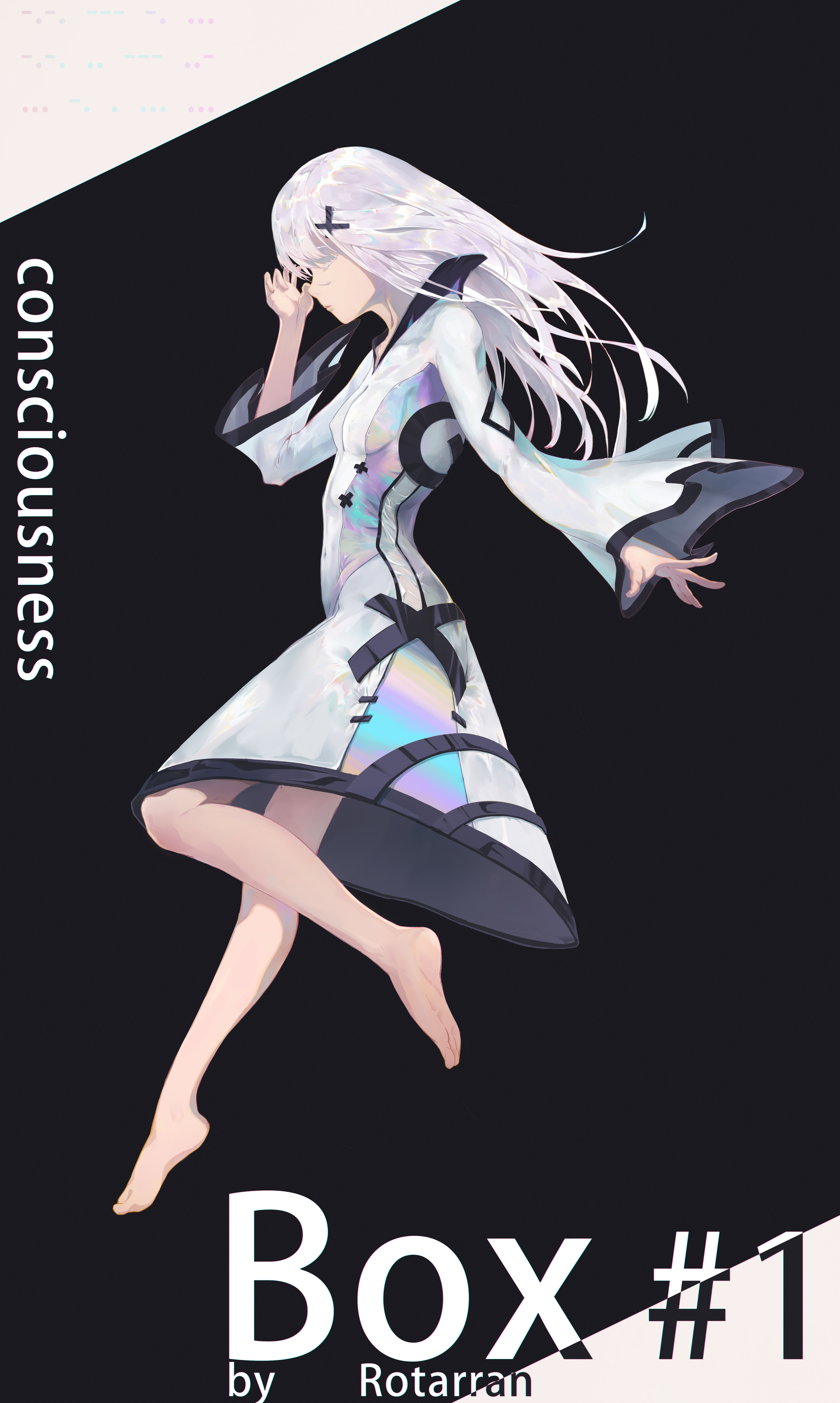 Rotarran Artwork Anime Girls White Hair Simple Background 3998x6678