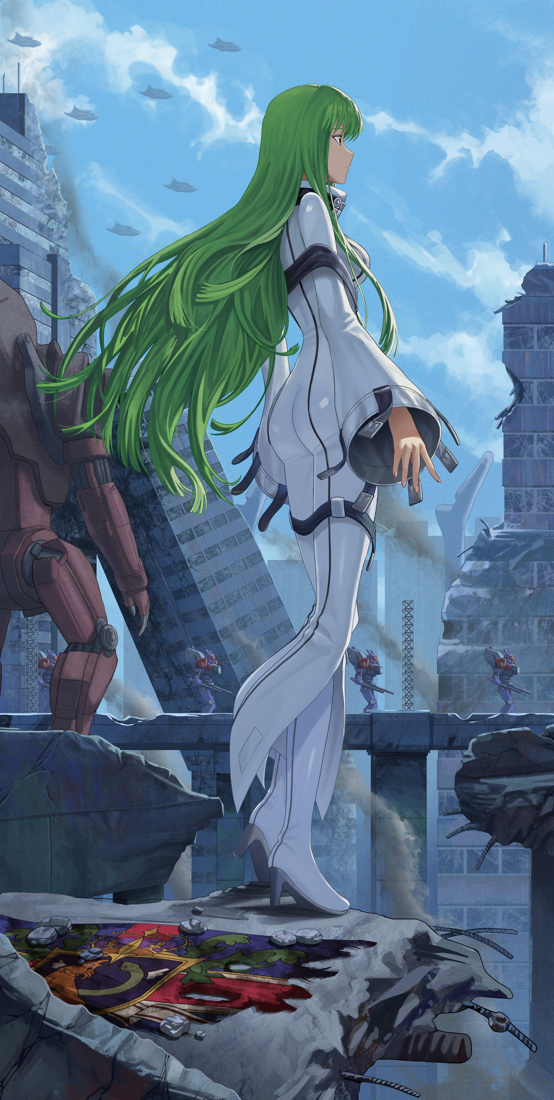 Anime Anime Girls Code Geass C C Code Geass Long Hair Green Hair Solo Artwork Digital Art Fan Art 1930x3830