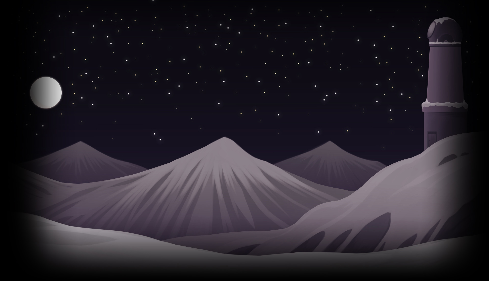 Moon Night Video Games Stars Mountains Snow Observatory Sky 1920x1104