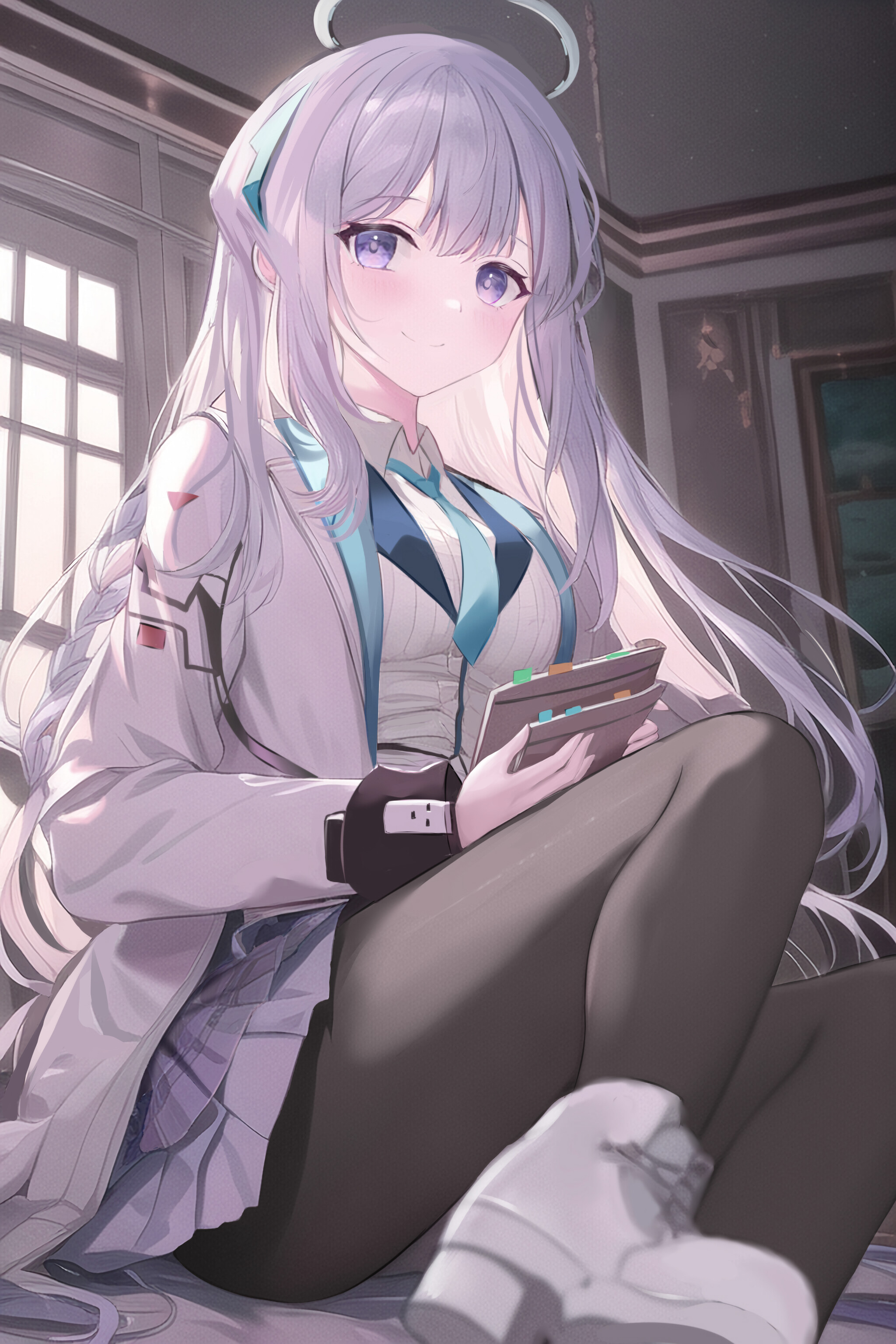 Anime Anime Girls Blue Archive Noa Blue Archive Vertical Schoolgirl School Uniform Long Hair Tie 2048x3072