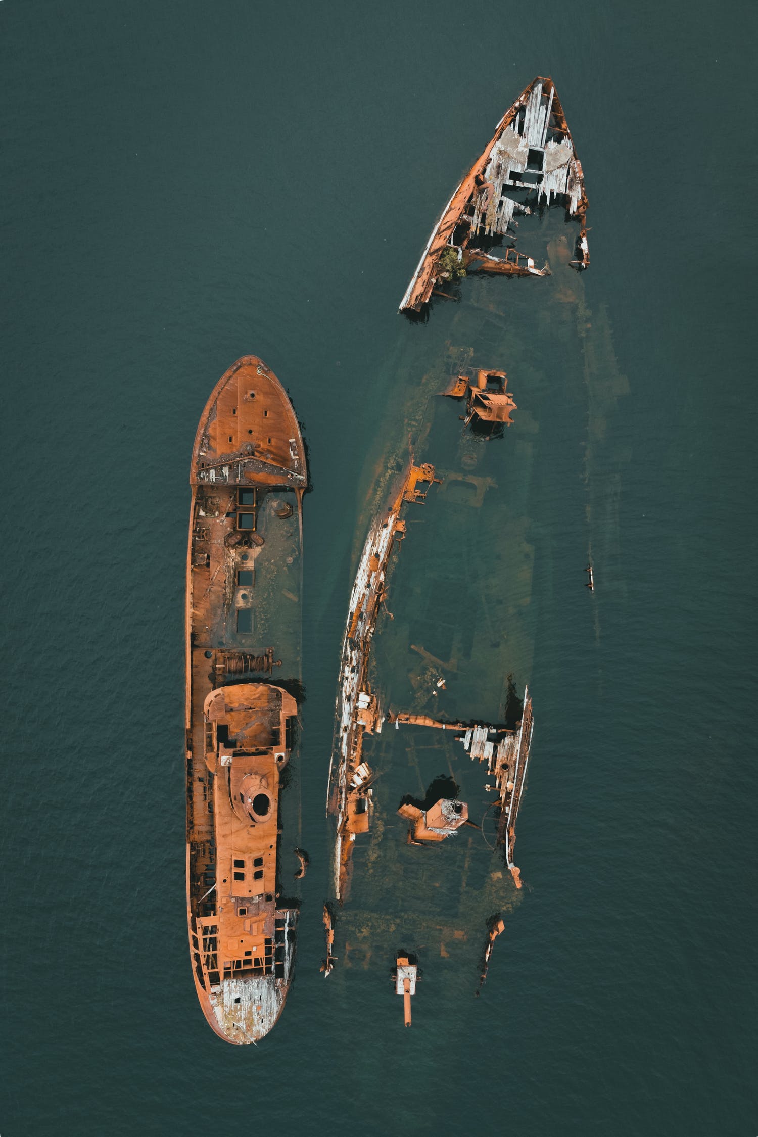 Aerial Birds Eye View Nature Landscape Sea Ship Wreck Shipwreck Rust Abandoned Water 1500x2250