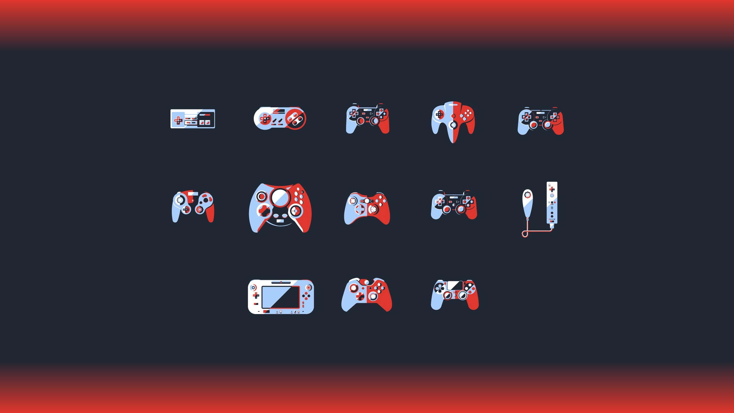 Video Games Controllers Simple Background Minimalism PlayStation Xbox Nintendo Entertainment System  2560x1440