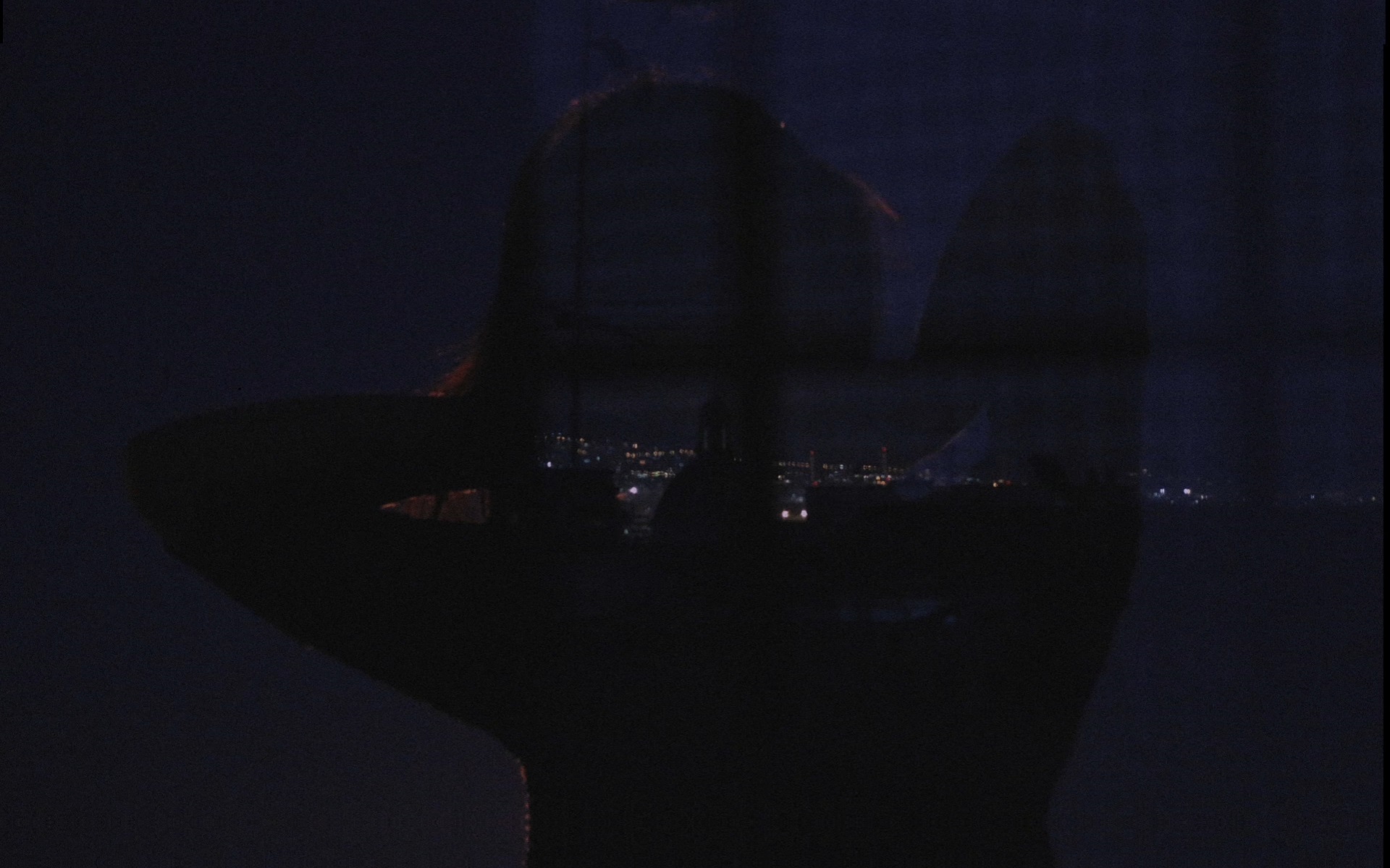 Double Exposure Hands On Head Dark Night Cityscape 1920x1200