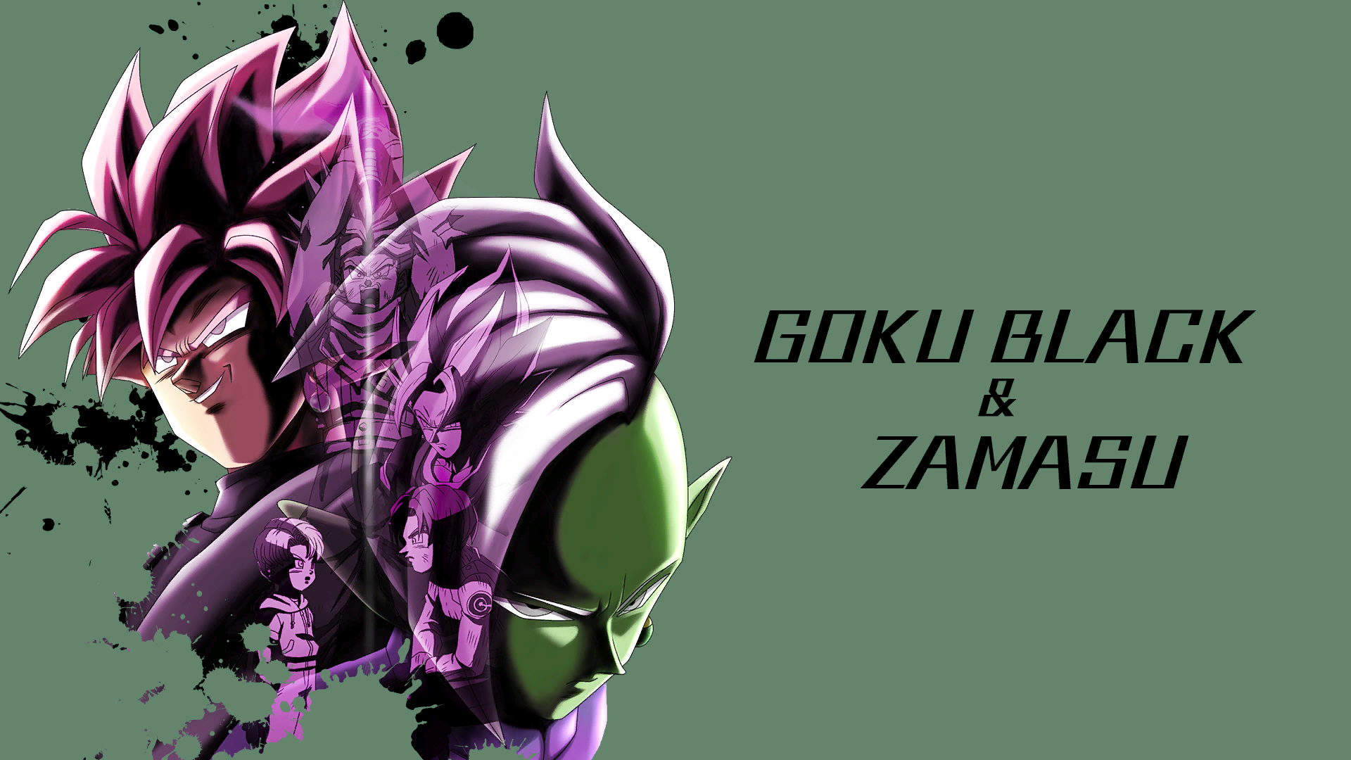 Dragon Ball Dragon Ball Z Goku Black Zamasu Future Trunks Anime Boys Simple Background Green Backgro 1920x1080