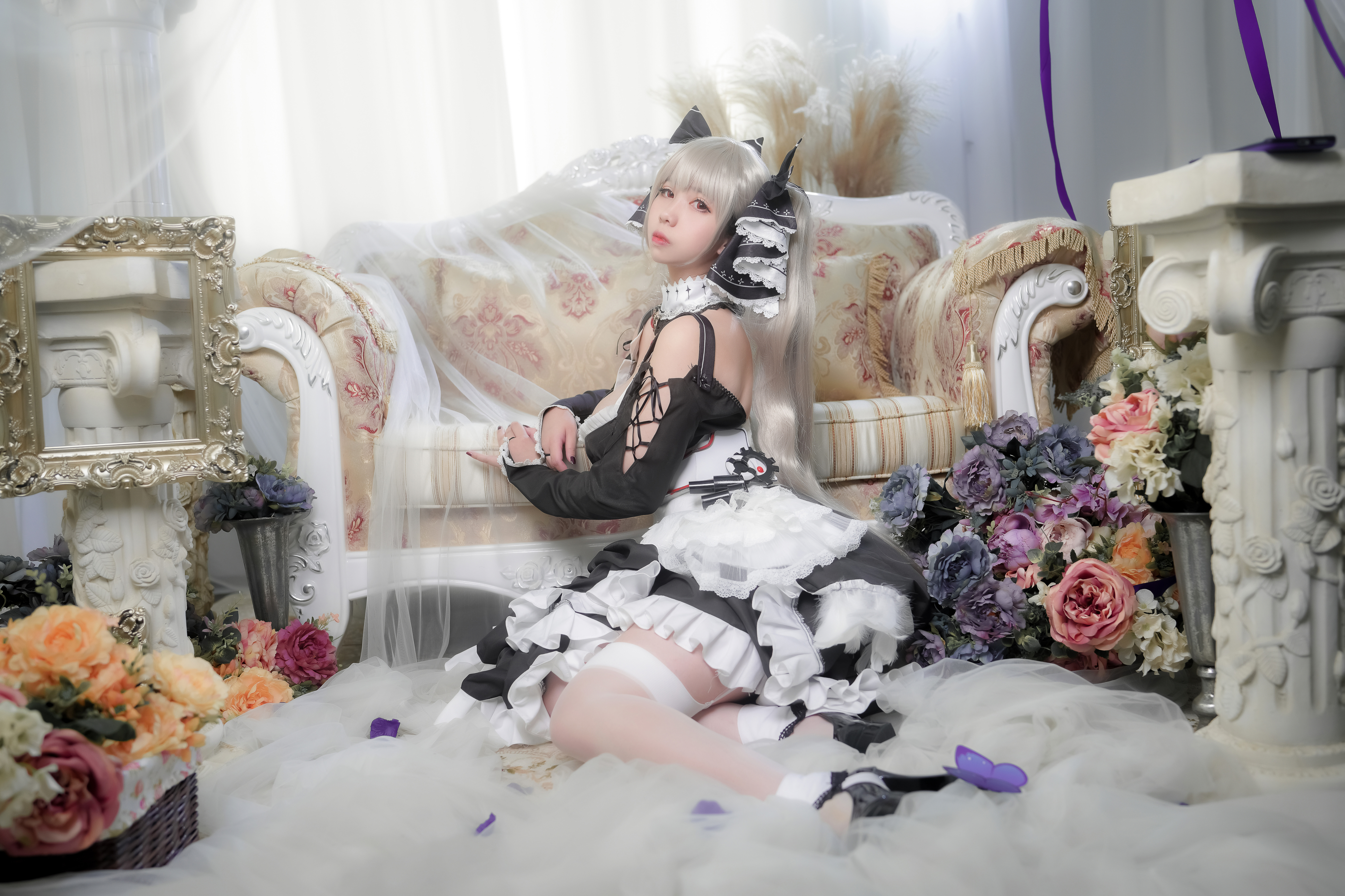 Women Model Asian Cosplay Formidable Azur Lane Azur Lane Video Games Maid Maid Outfit Women Indoors  5000x3333