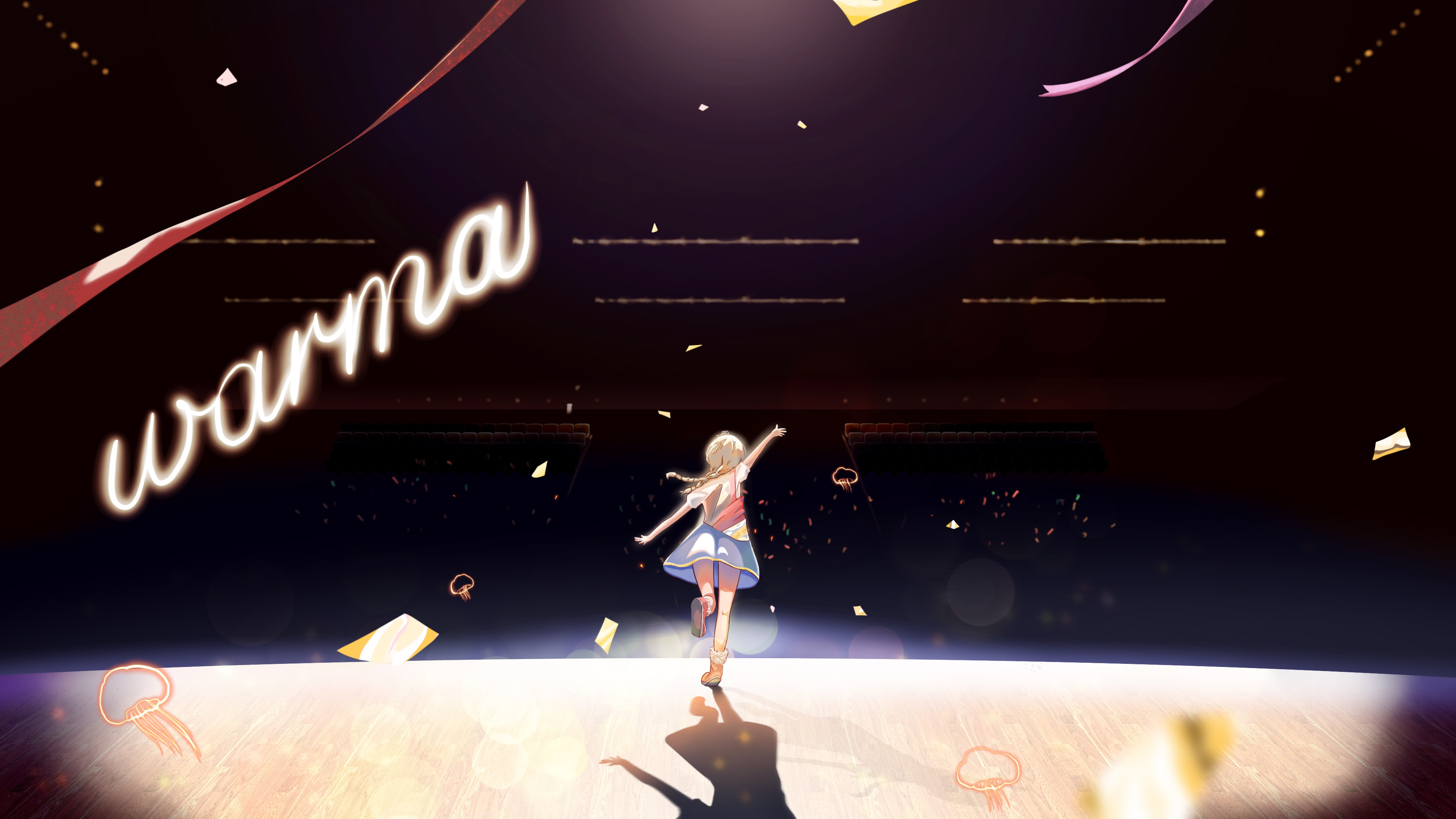Anime Girls Warma Confetti Stages Shadow 3840x2160
