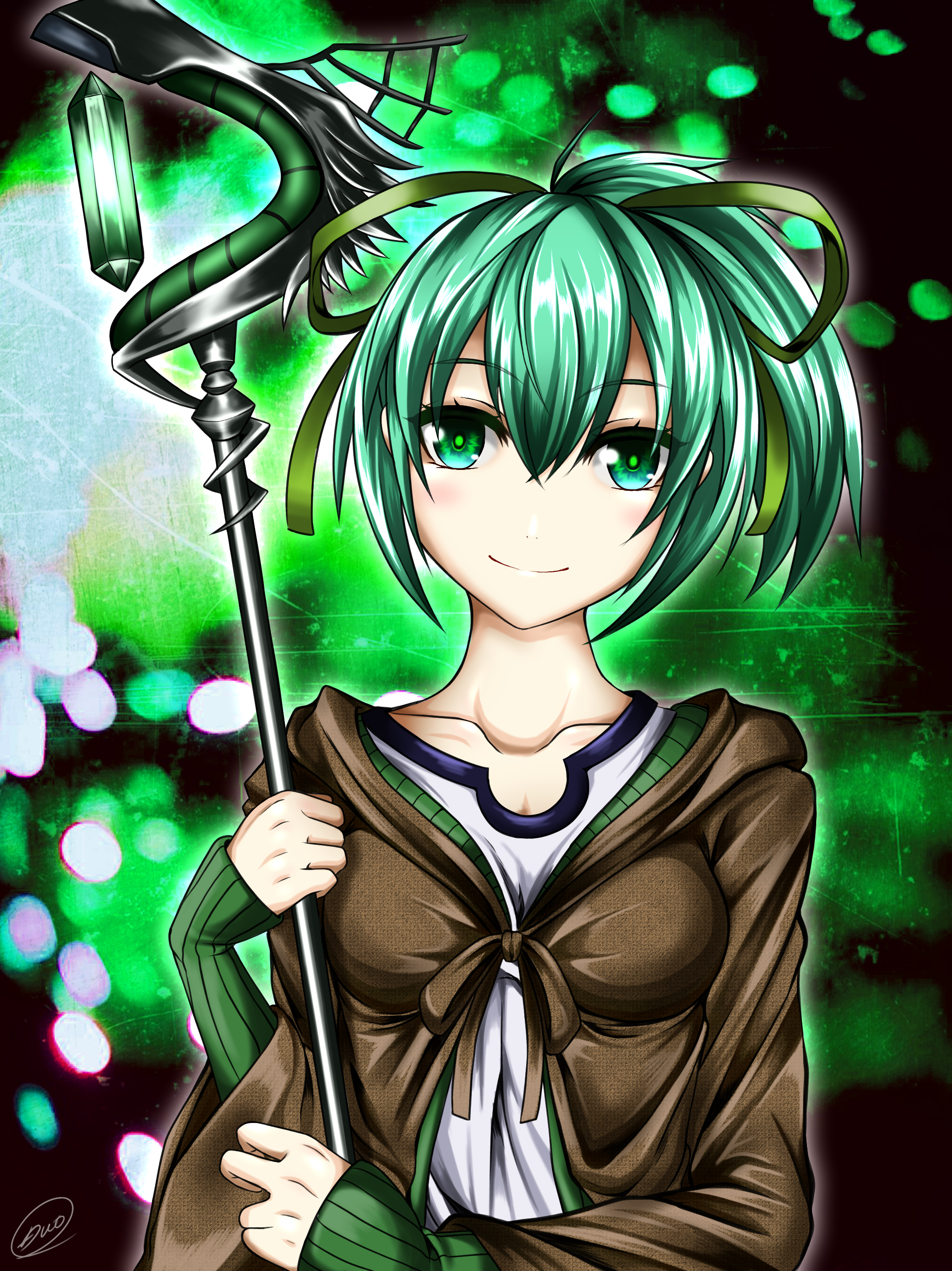 Anime Anime Girls Trading Card Games Yu Gi Oh Wynn The Wind Charmer Ponytail Green Hair Solo Artwork 2048x2732