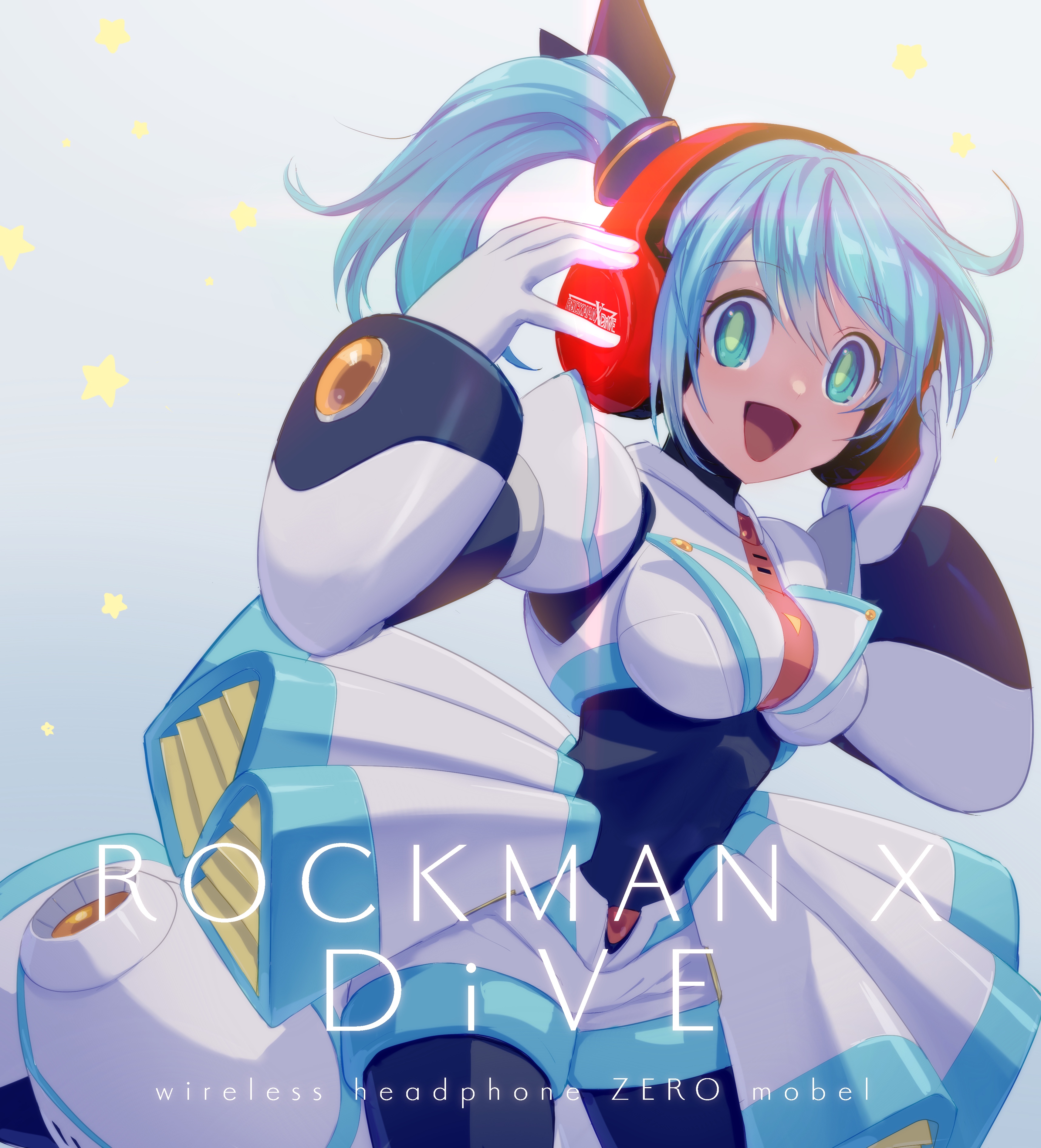 Anime Anime Girls Mega Man X Rockman X DiVE RiCO Rockman X DiVE Long Hair Long Sleeves Blue Hair Sol 3431x3782