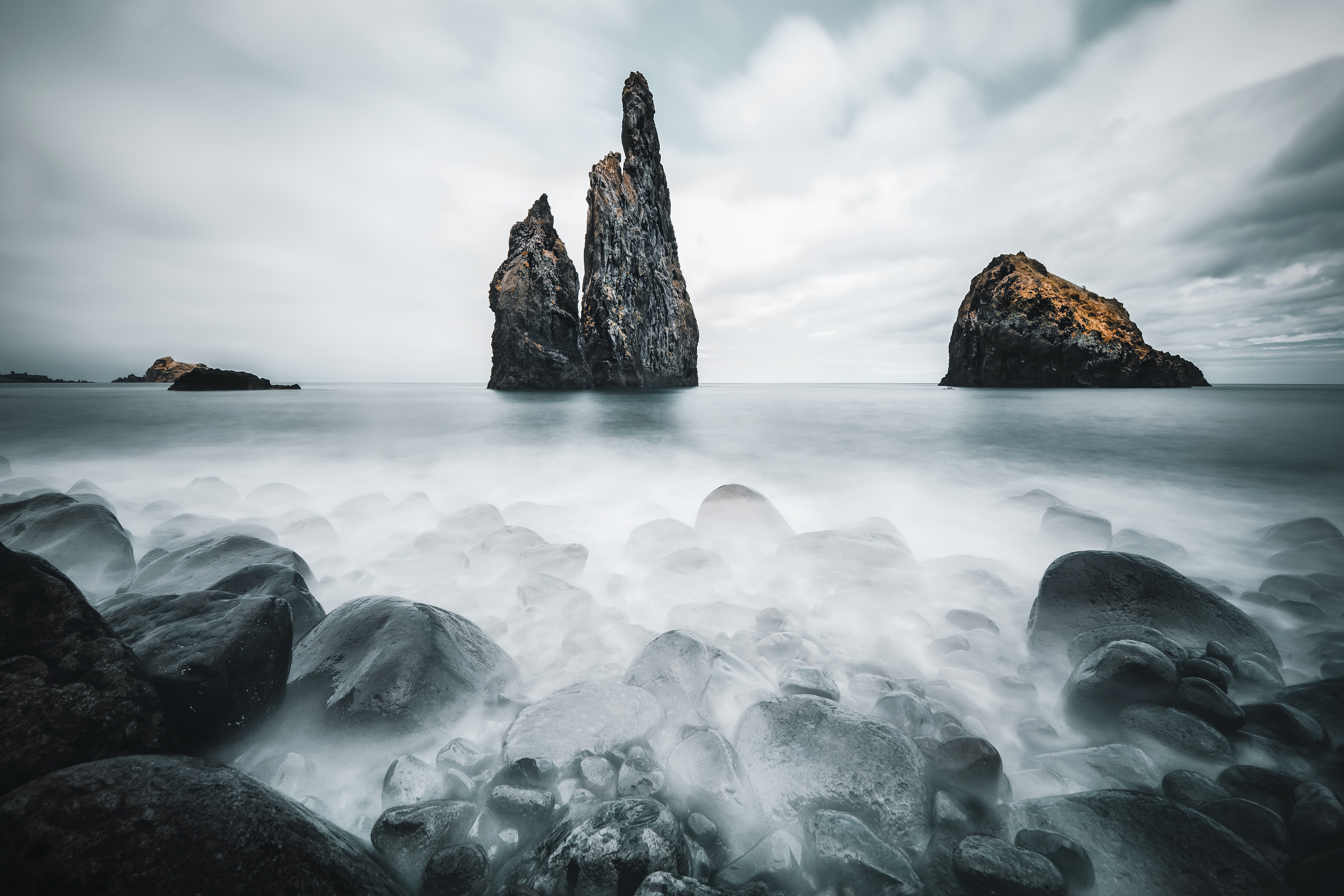 Nature Beach Sea Photography Landscape Clouds Waves Long Exposure Island Madeira Portugal Rocks Rock 6000x4000