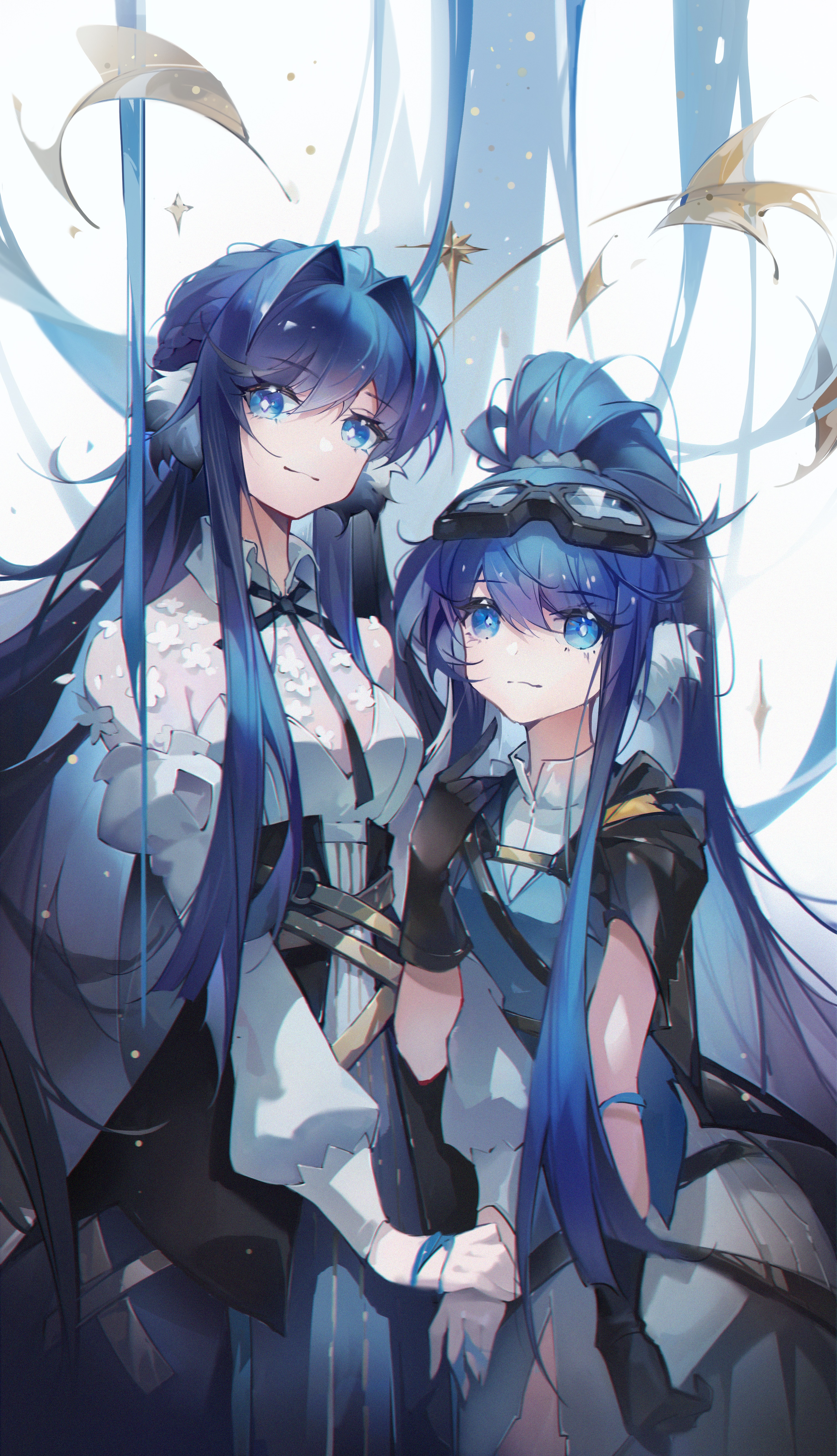 Anime Anime Girls Arknights Astesia Arknights Astgenne Arknights Long Hair Ponytail Blue Hair Twins  3024x5263
