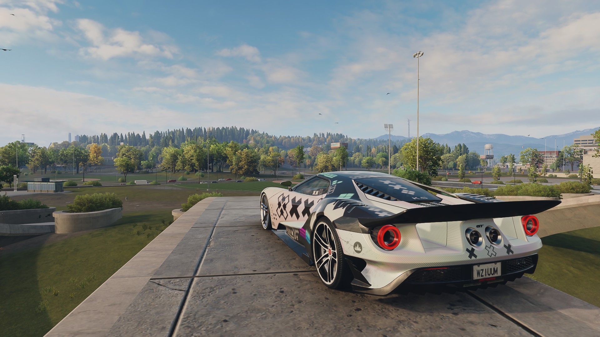 Need For Speed Unbound Clouds Ford GT Landscape Video Games Screen Shot Sky Rear View Licence Plates 1920x1080