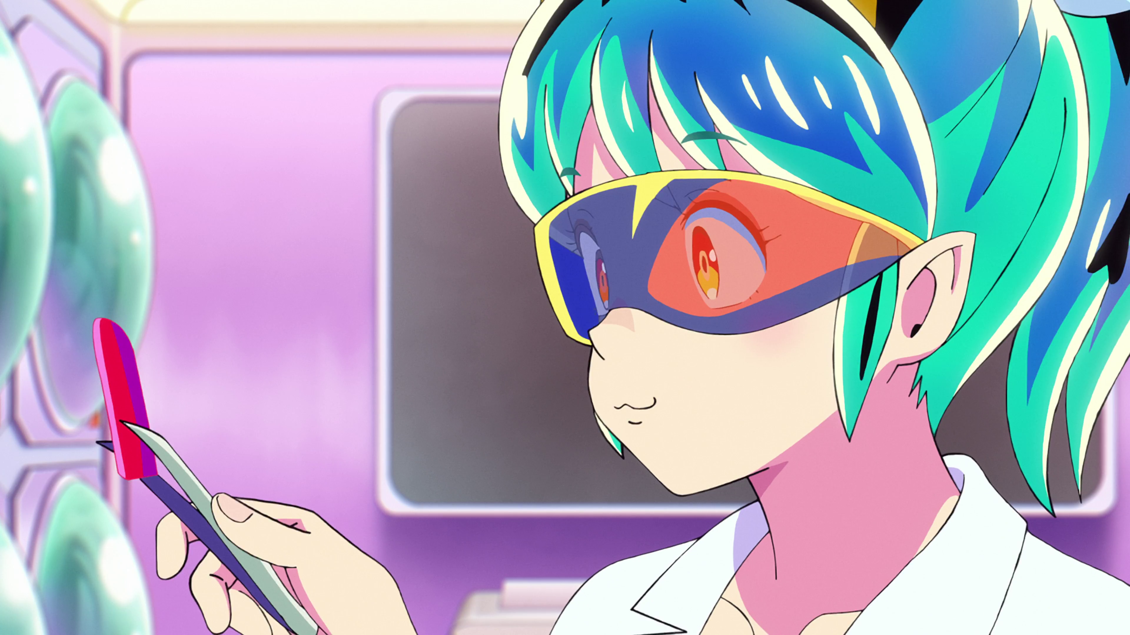 Urusei Yatsura Science Anime Screenshot Anime Girls Smiling Multi Colored Hair Pointy Ears Goggles 3840x2160