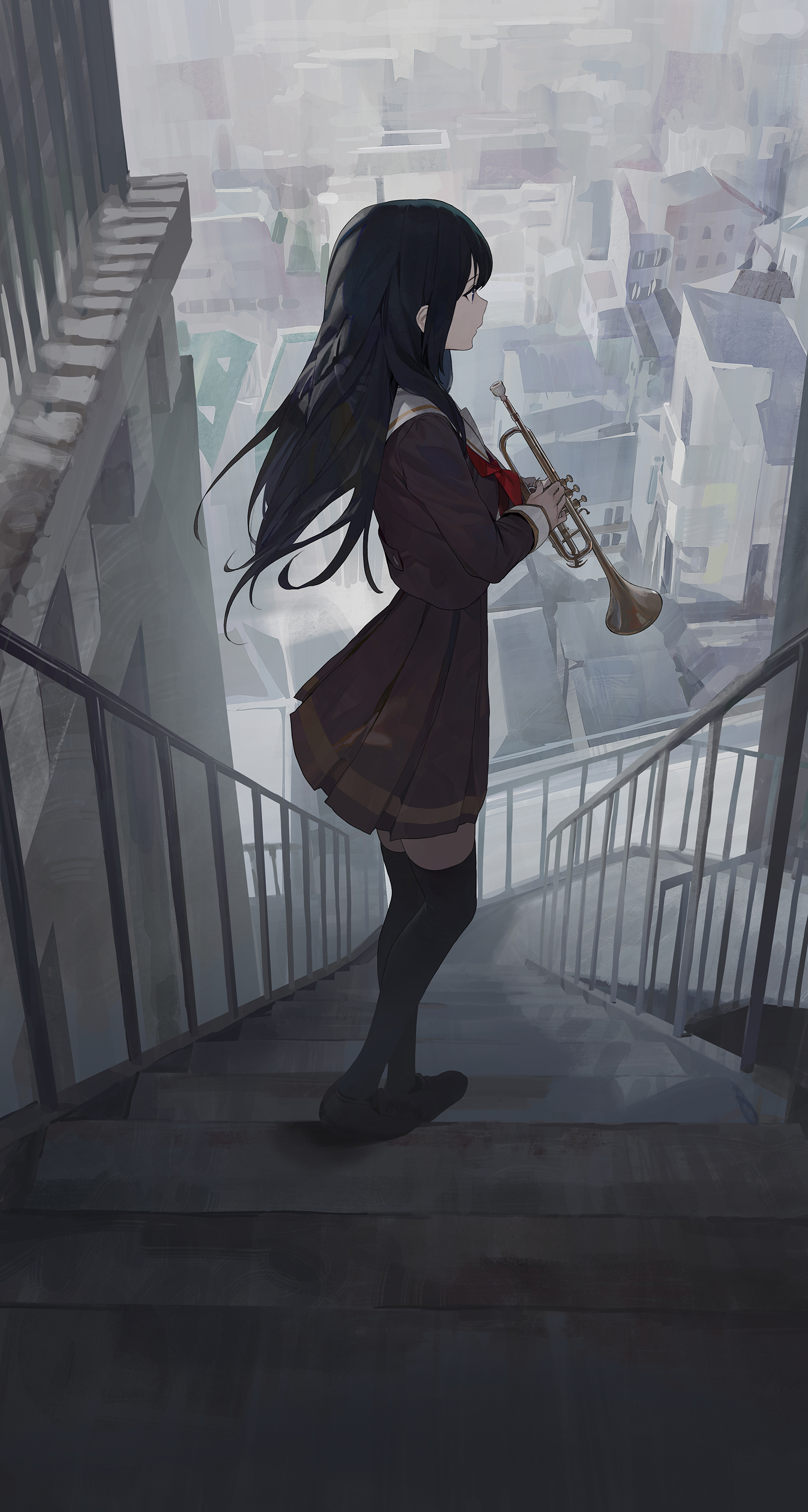 Anime Anime Girls Musical Instrument Trumpet 1500x2805