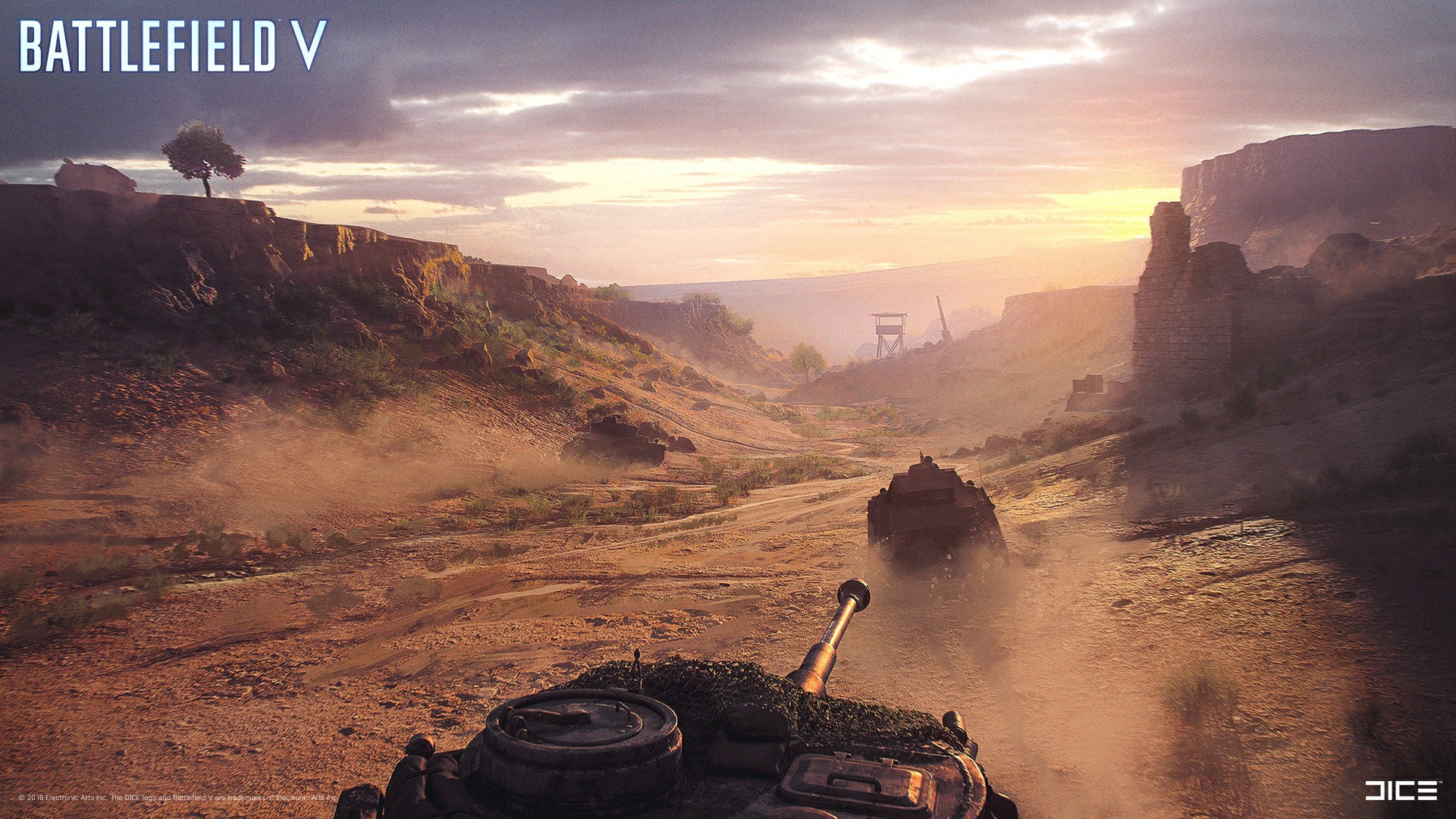 Battlefield V Tank Video Game Art Clouds Sky Watermarked Video Games Logo Military Vehicle 1920x1080