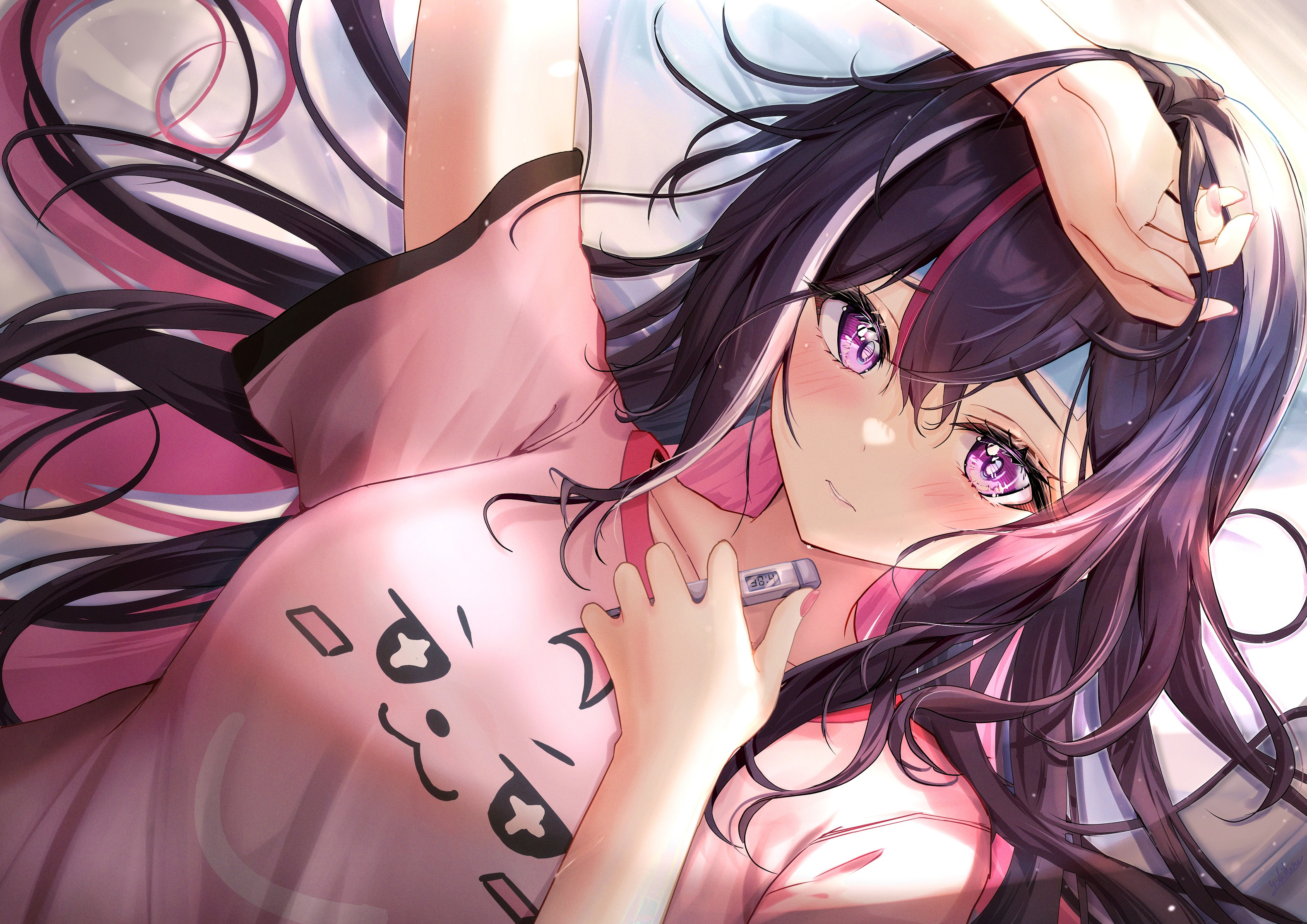 Anime school girl, lying down, sakura petals, Anime, HD wallpaper | Peakpx