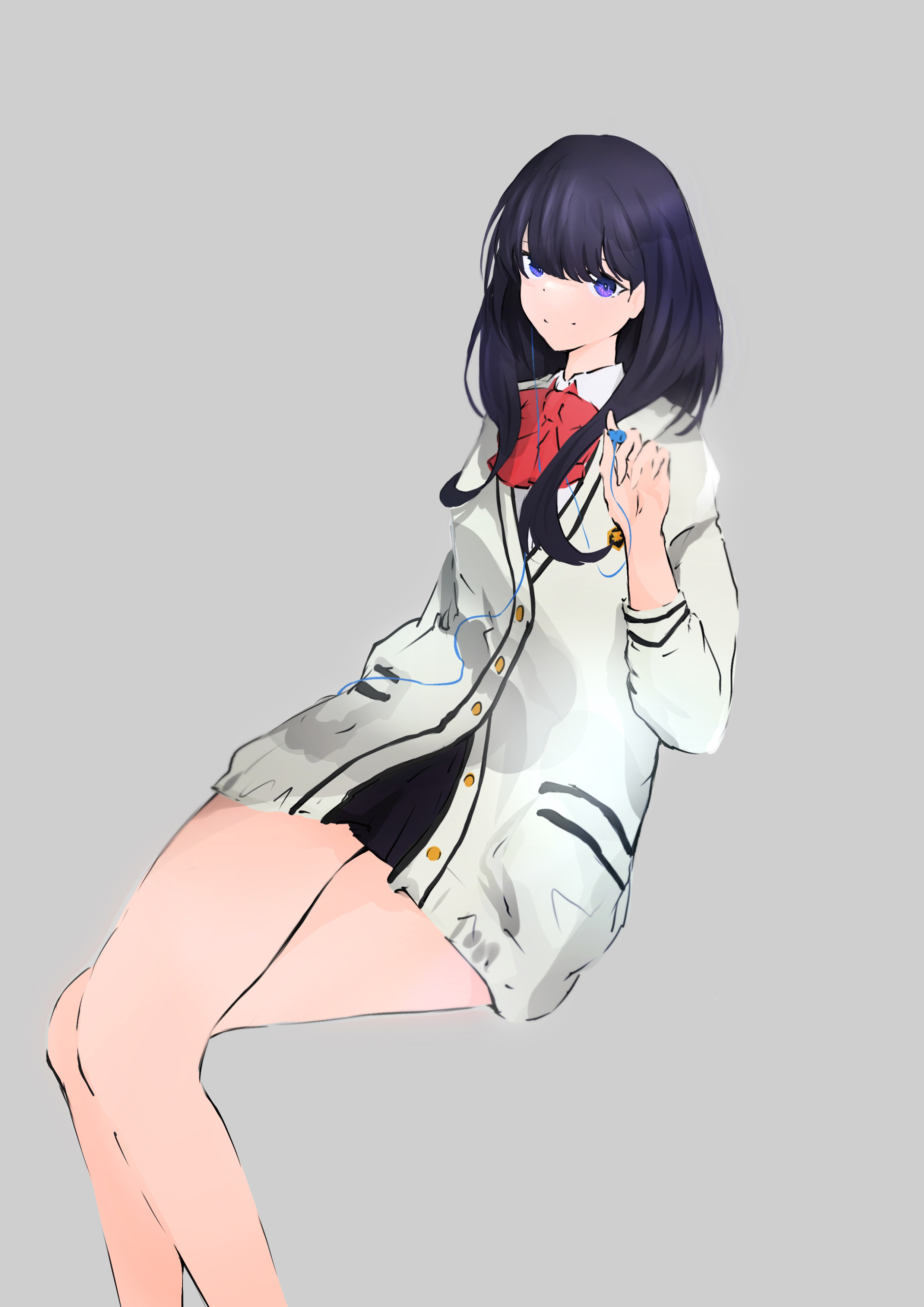 Anime Anime Girls SSSS GRiDMAN Takarada Rikka Long Hair Black Hair Solo Artwork Digital Art Fan Art  2480x3508