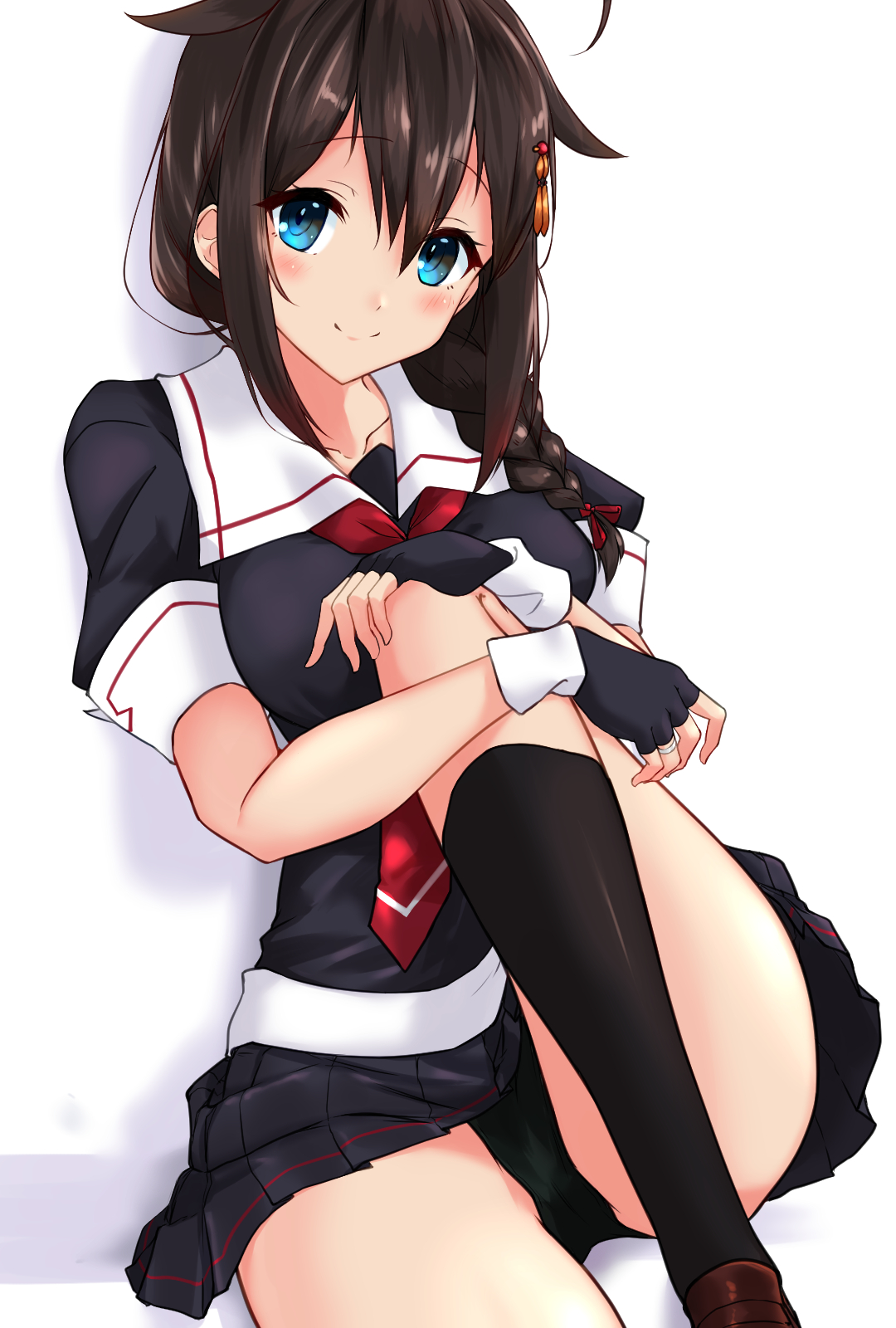 Anime Anime Girls Kantai Collection Shigure KanColle Shoulder Length Hair Braided Hair Brunette Solo 1080x1600