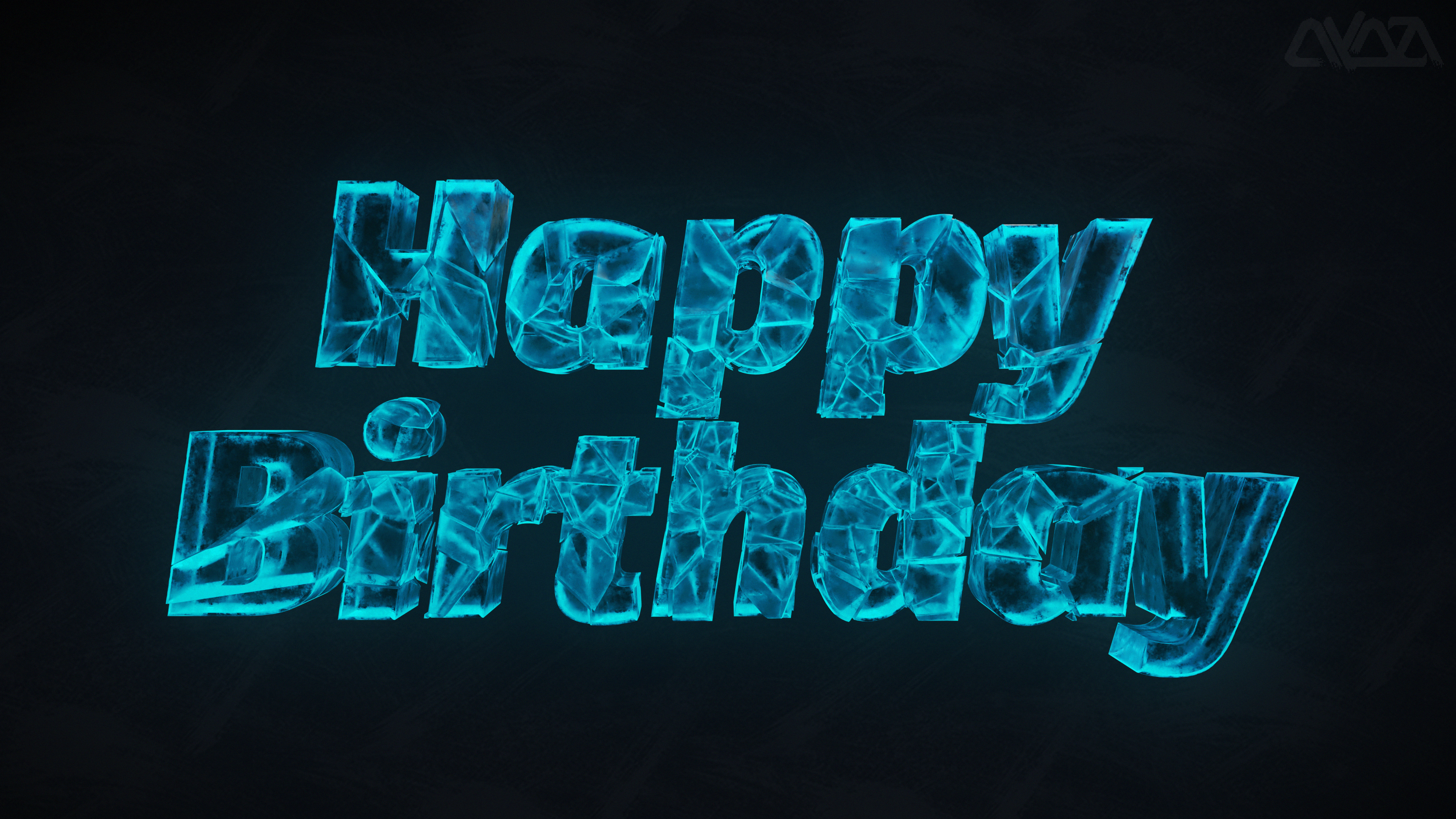 Birthday Blender Photoshopped Ice Text Ice Text Cinema4D Cell Shading Simple Background Minimalism D 3840x2160