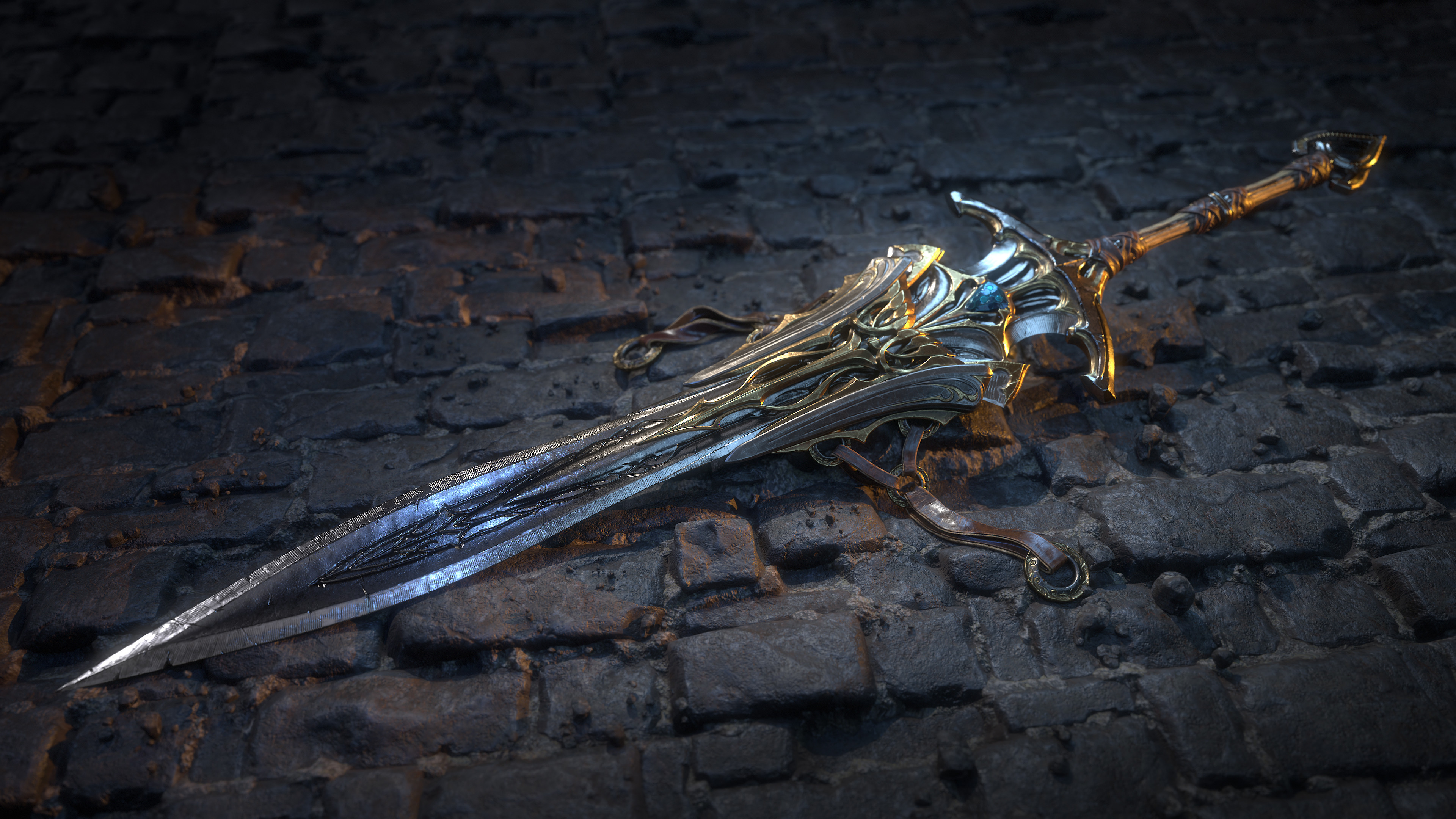 Cliff Schonewill CGi Sword Tiles Fantasy Art Blades Weapon Digital Art 3840x2160