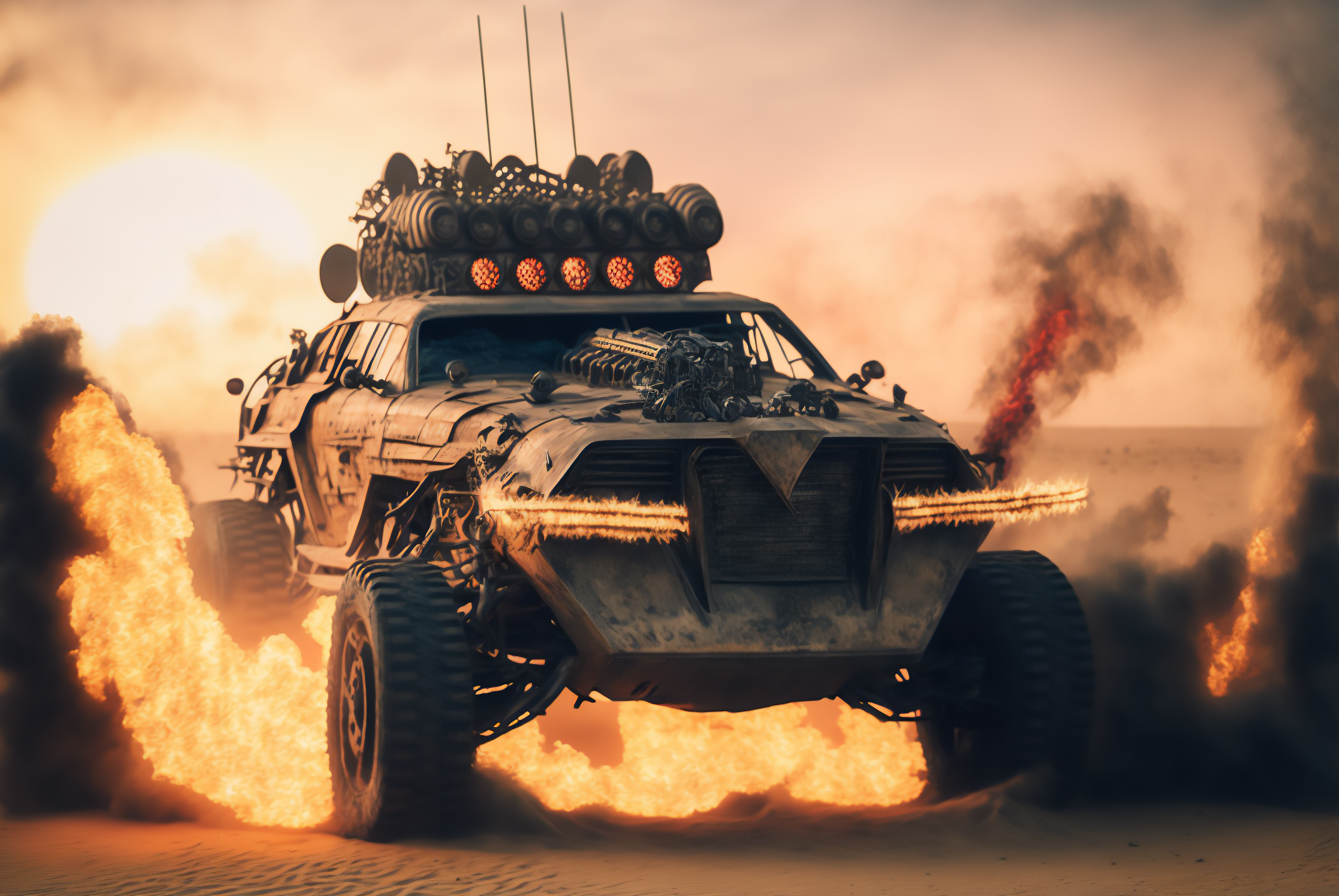 Ai Art Mad Max Car Fire Video Games Video Game Art 3060x2048