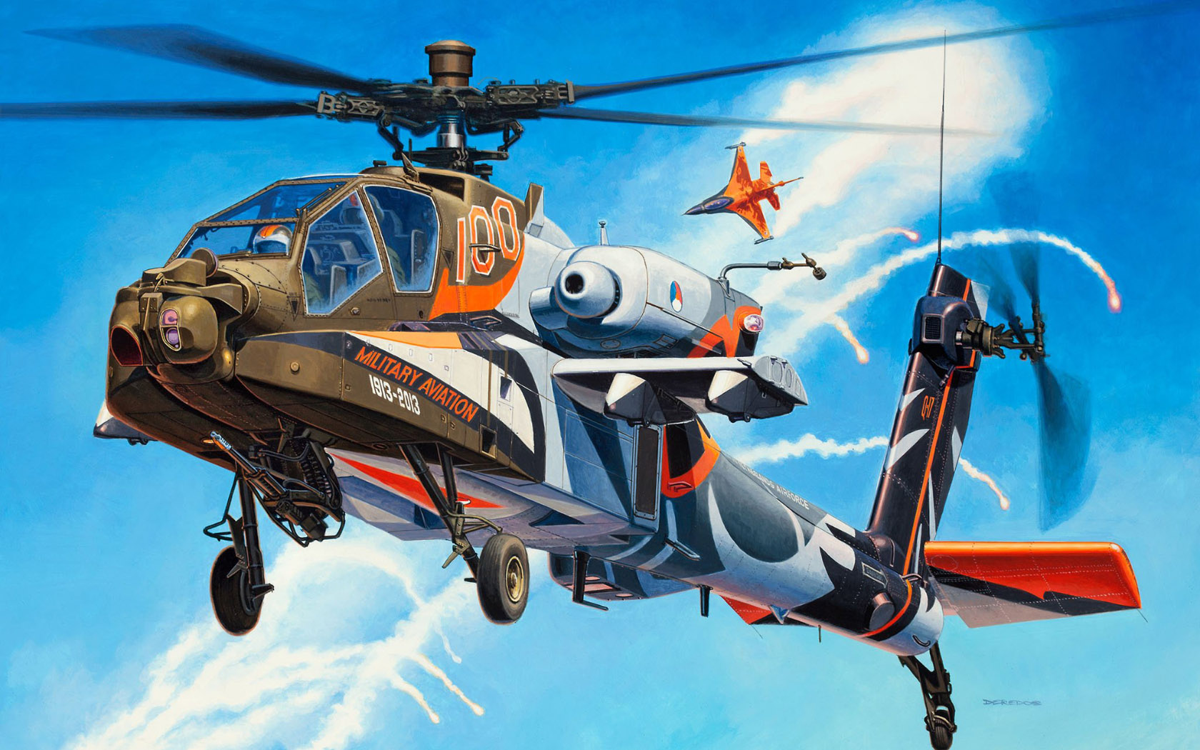 Aircraft Army Military Sky Flying Clouds Helicopters Artwork 1680x1050