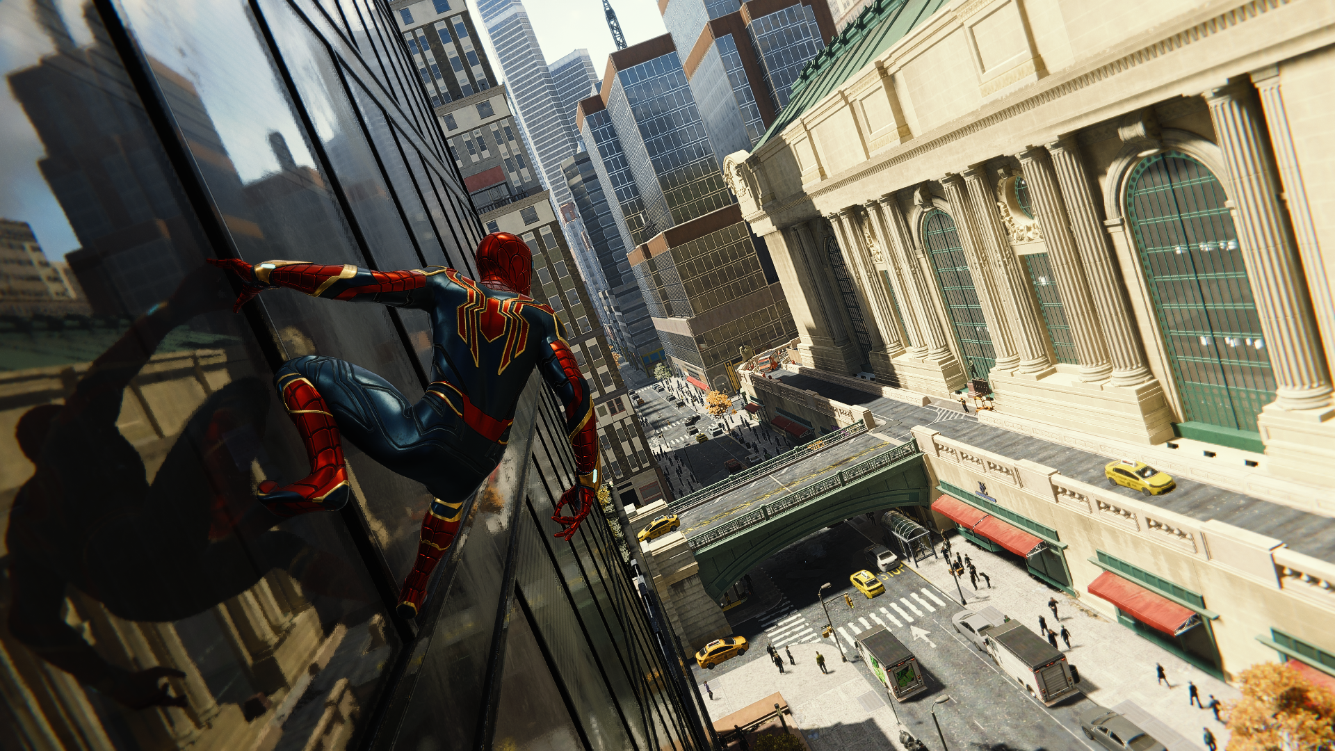 Marvels Spider Man Screen Shot Spider Man City Video Games Superhero Reflection 1920x1080