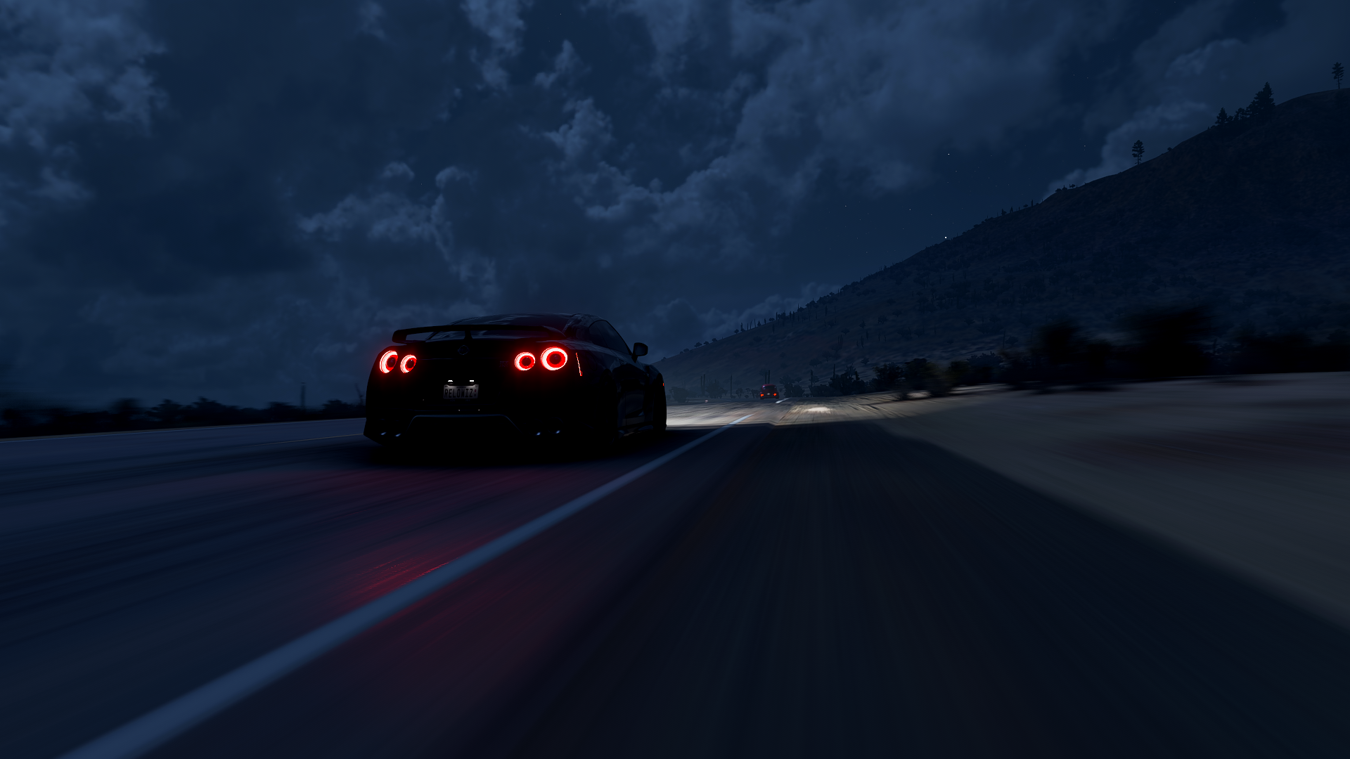 Forza Forza Horizon 5 Nissan GT R Video Games Car Road CGi Night 1920x1080