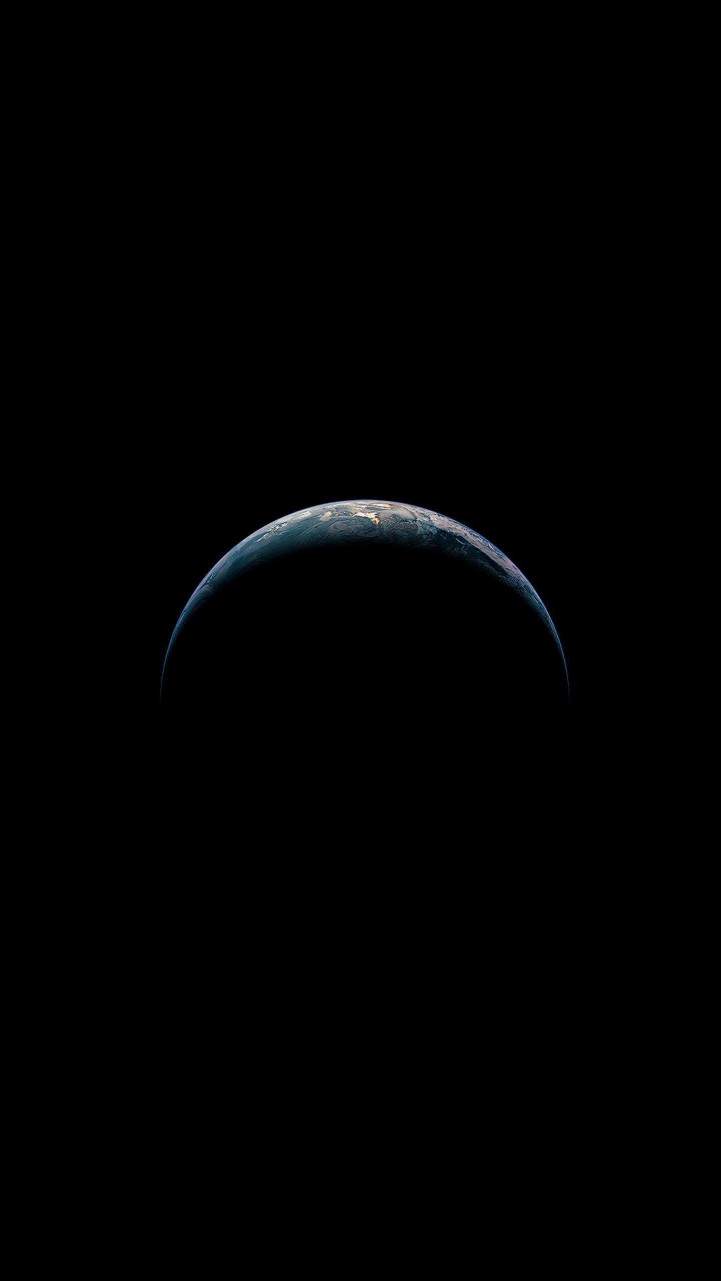 Earth Black Background Space Simple Background Minimalism 1440x2560