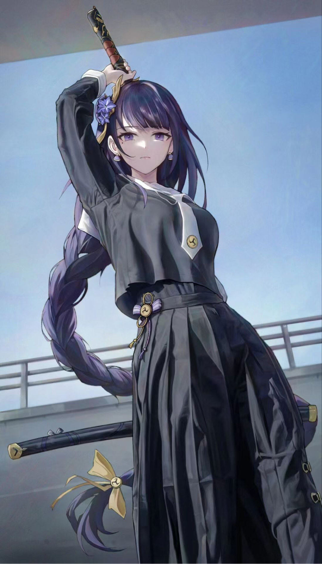 Anime Anime Girls Raiden Shogun Genshin Impact Genshin Impact Sword Purple Hair Purple Eyes Braids L 1080x1891