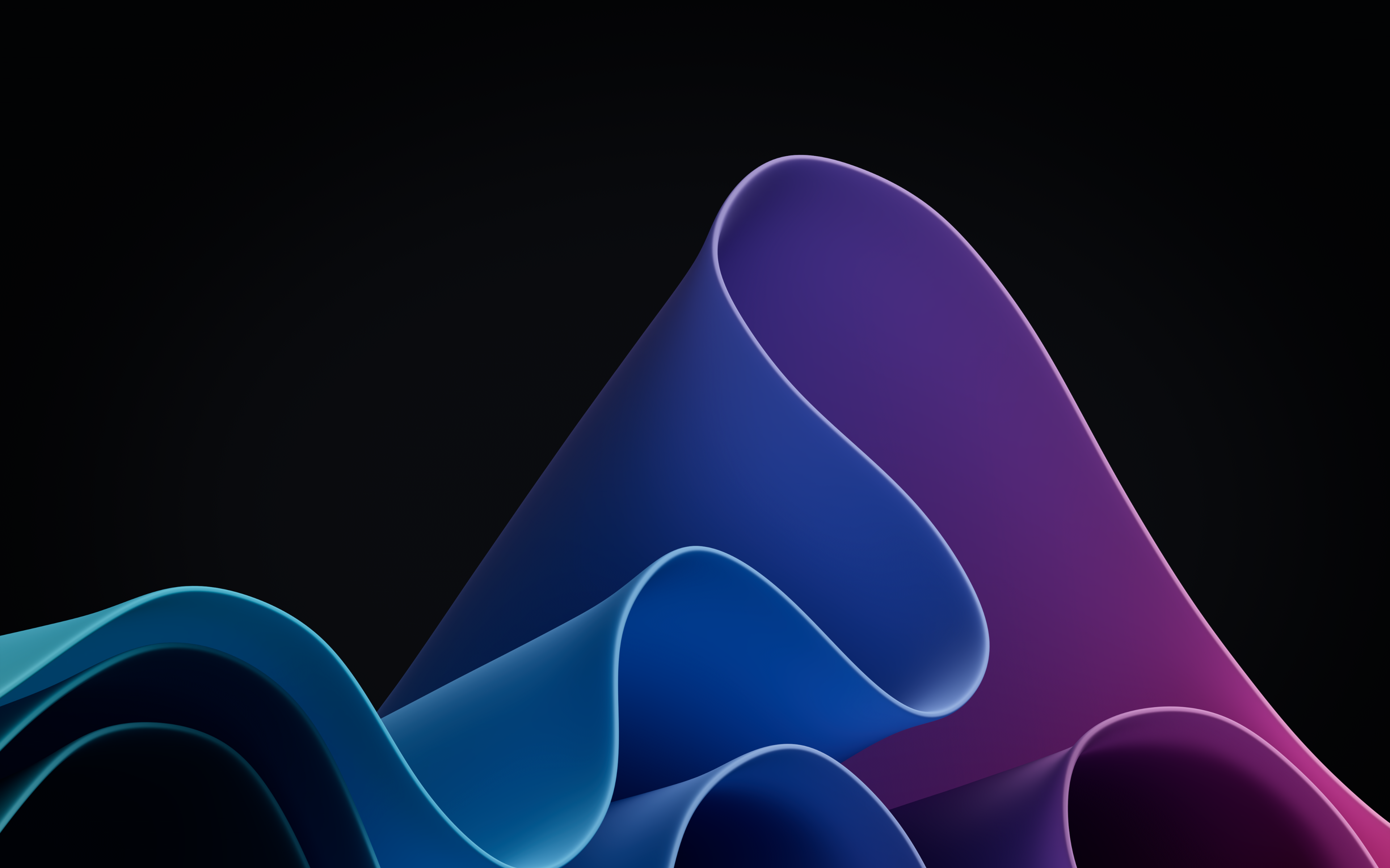 Microsoft Digital Art Dark Background Colorful Waveforms Windows 11 Simple Background Minimalism 3840x2400