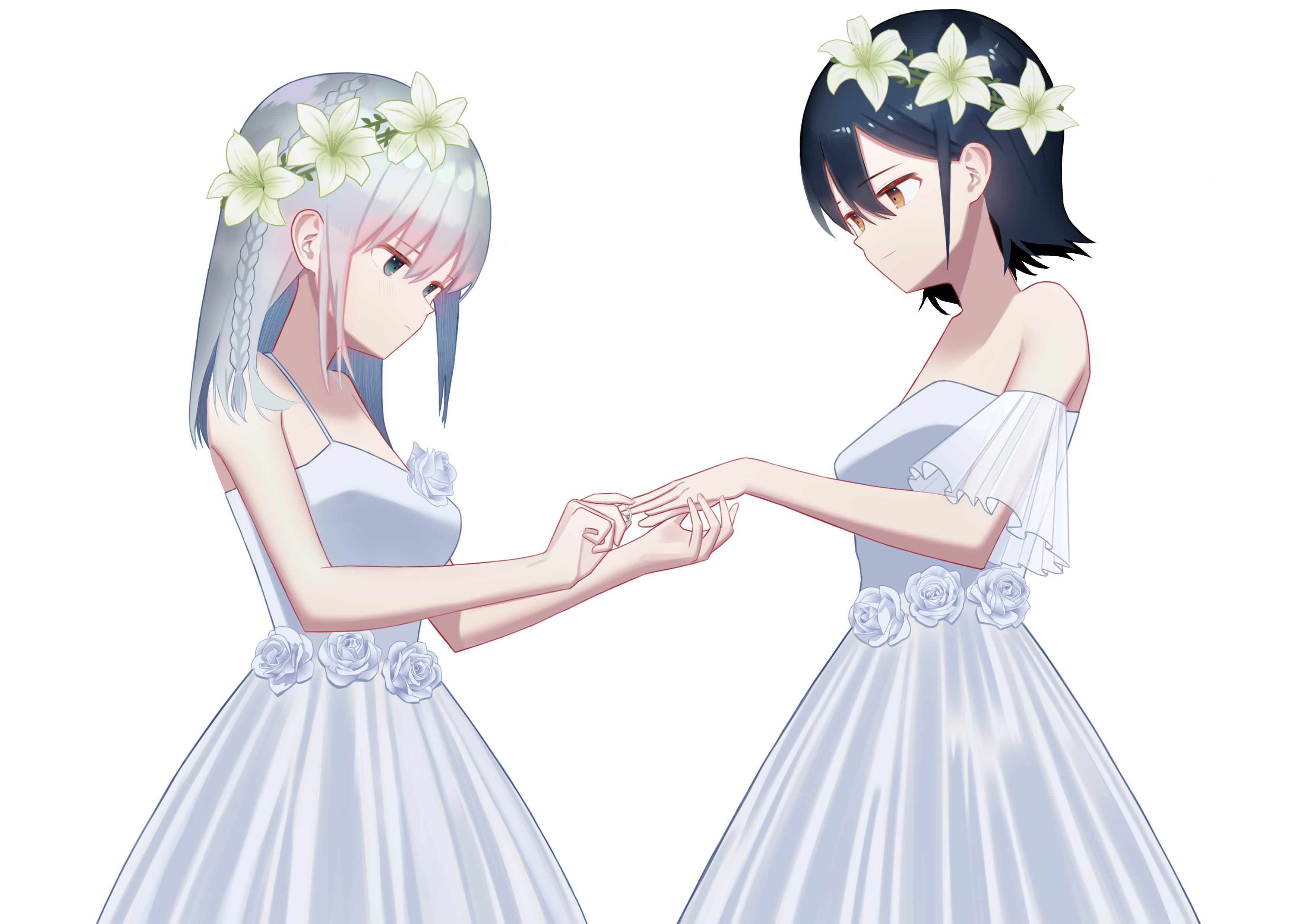Anime Anime Girls Original Characters Wedding Dress Weddings Two Women Artwork Digital Art Fan Art W 3508x2480