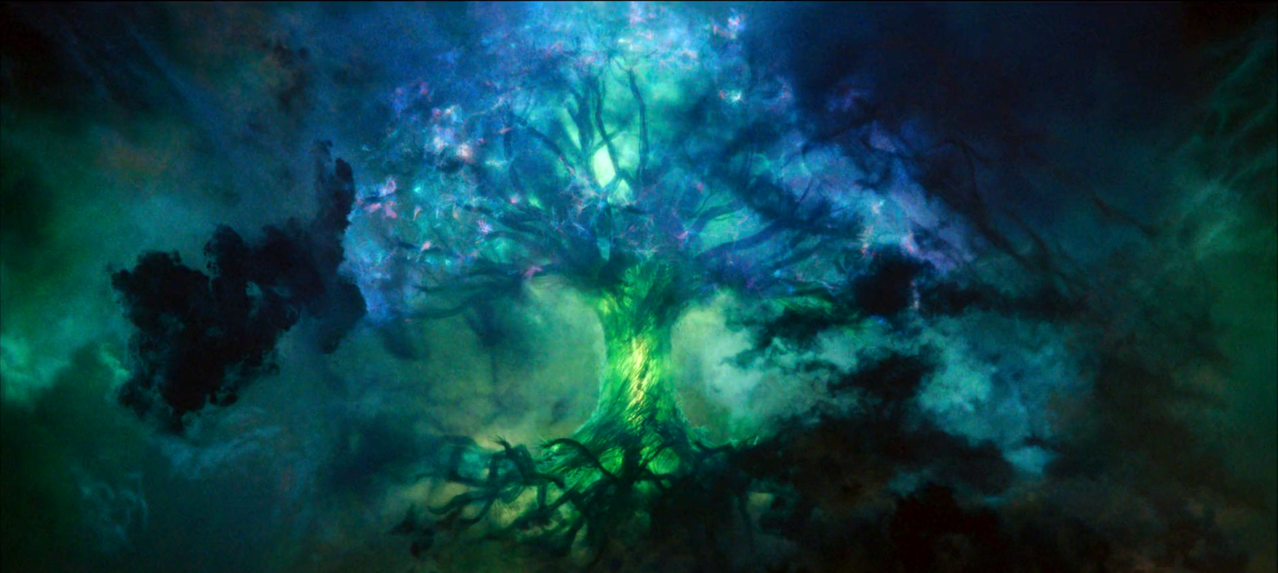 Yggdrasil Loki MCU Comics Nine Realms Worlds Tree Digital Art Trees 2559x1149