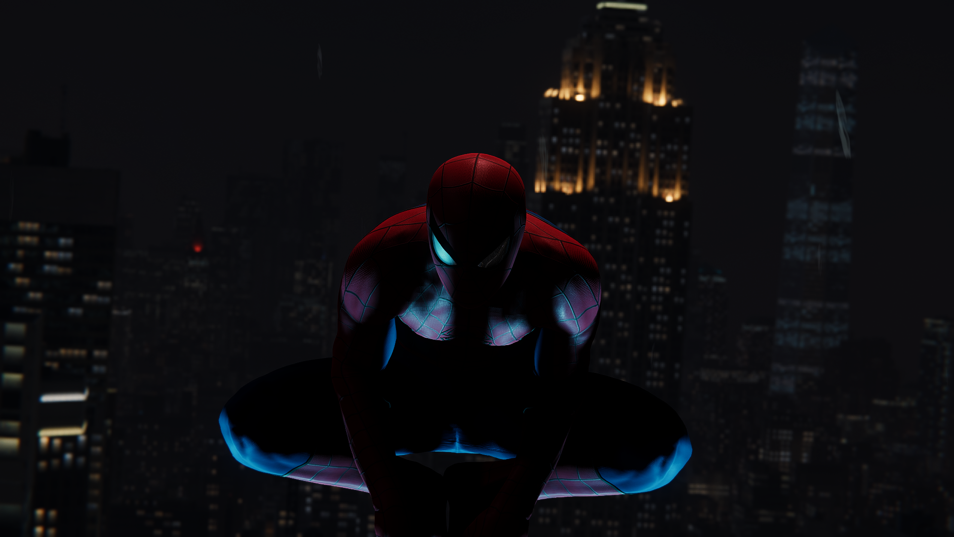 Spider Man Marvel Cinematic Universe Empire State Building Night Superhero CGi 1920x1080