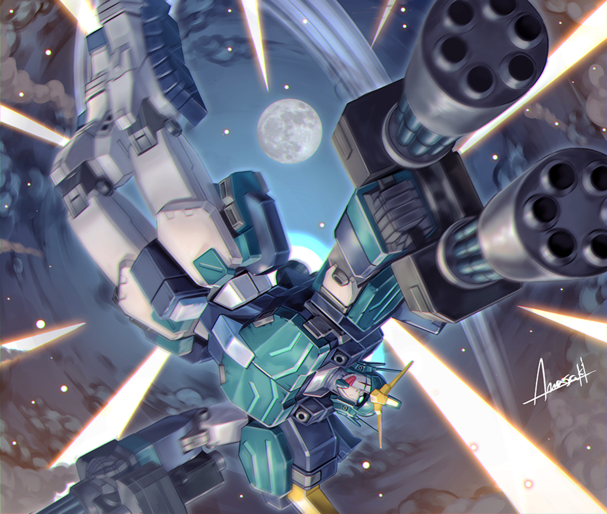 Anime Mechs Super Robot Taisen Gundam Mobile Suit Gundam Wing Gundam Heavyarms Custom Artwork Digita 2000x1694