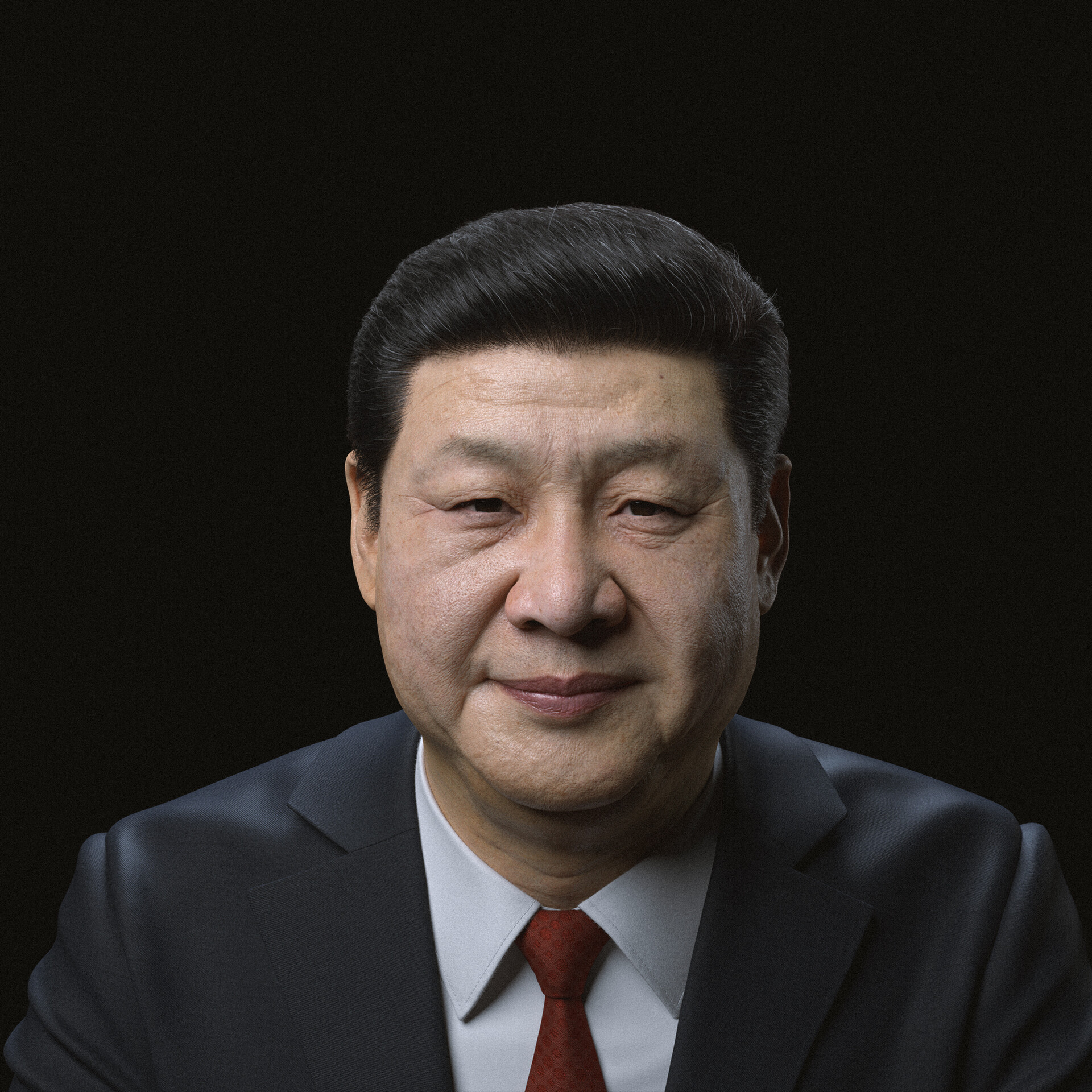 Fei Huang Xi Jinping CGi Face Simple Background Black Background Looking At Viewer Asian ArtStation  1920x1920