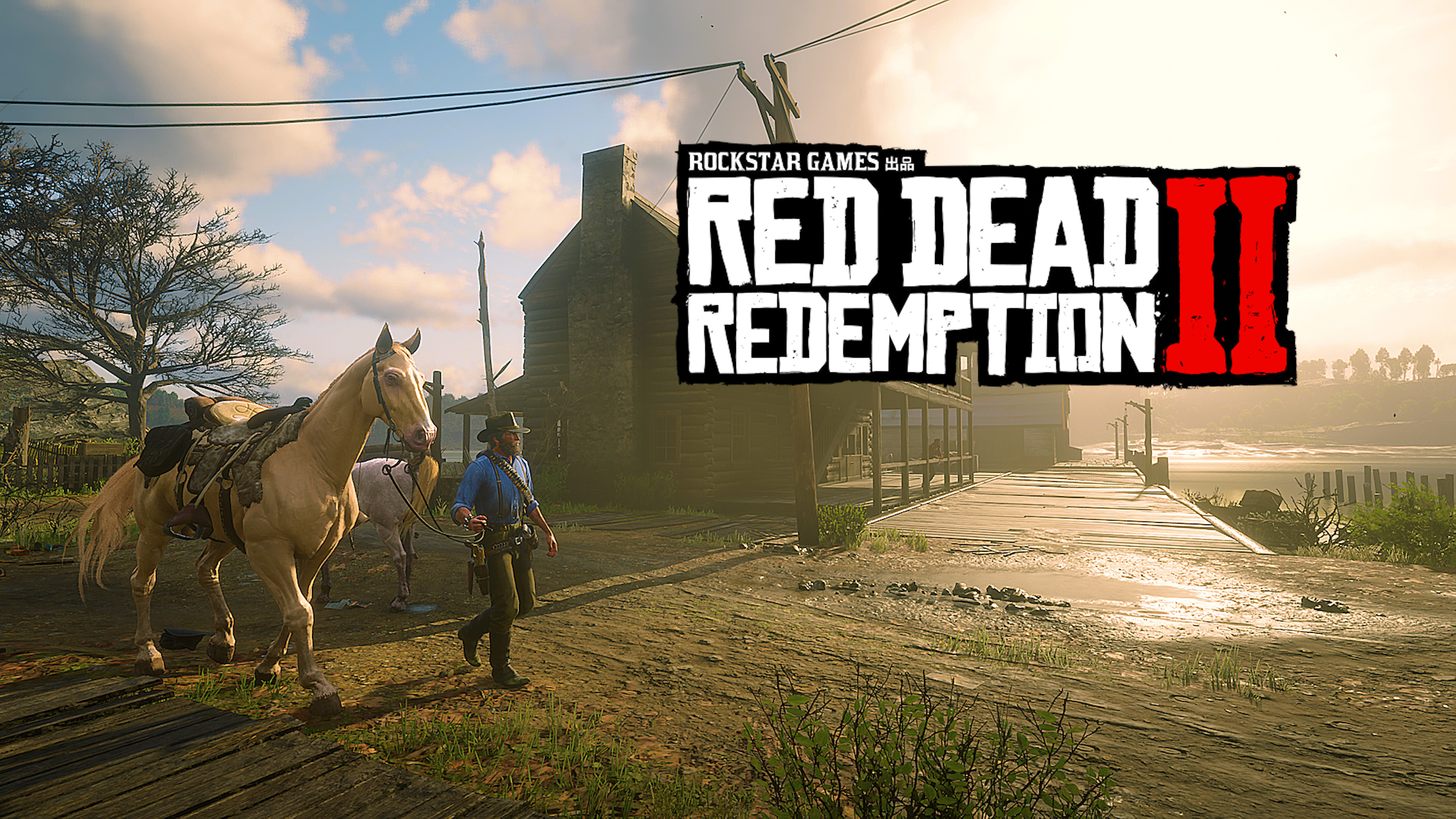 Red Dead Redemption 2 Landscape Video Games Digital Art Logo Horse 3840x2160