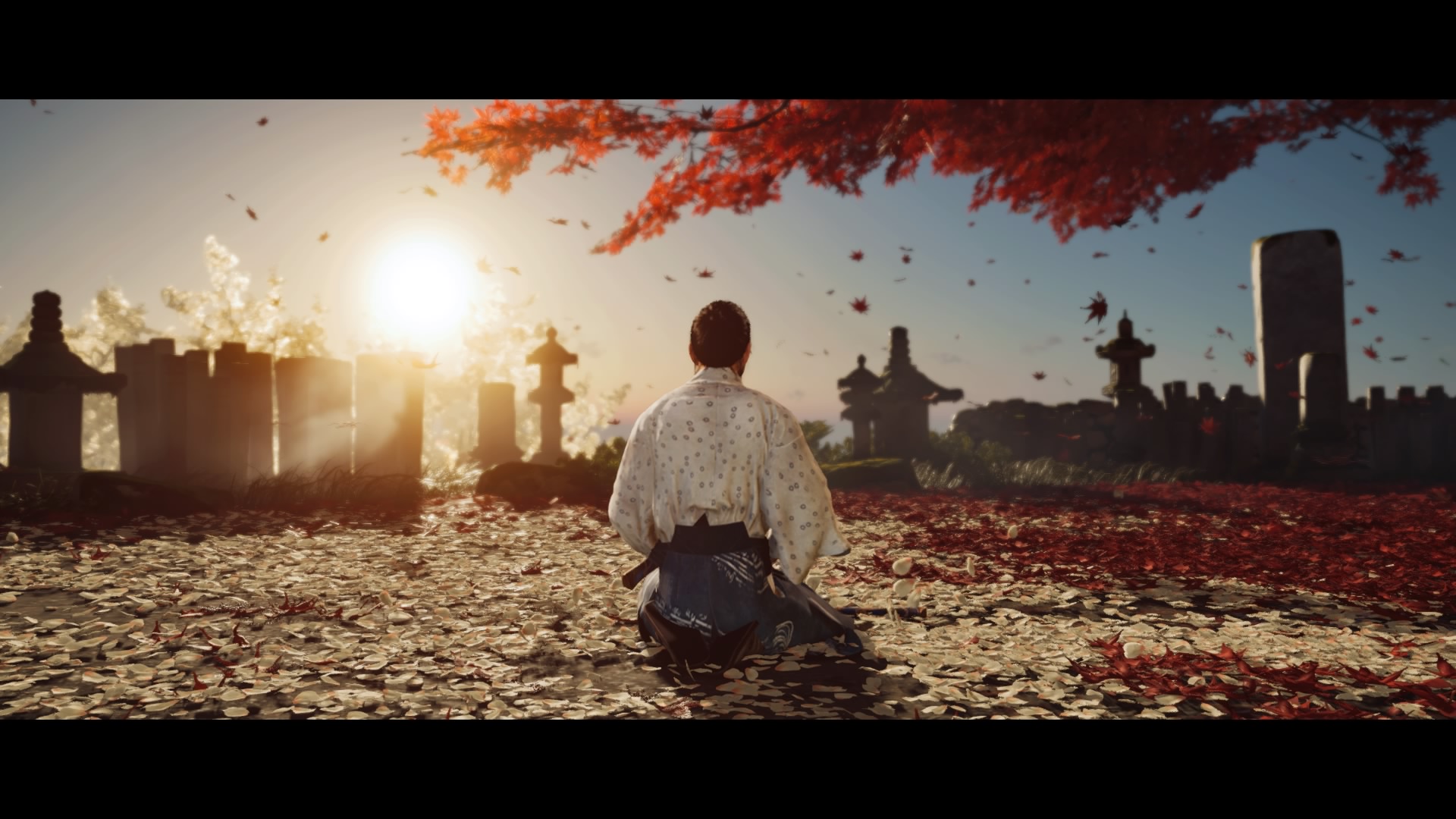 Ghost Of Tsushima Video Game Characters Video Games Petals Sunset Sunset Glow 1920x1080