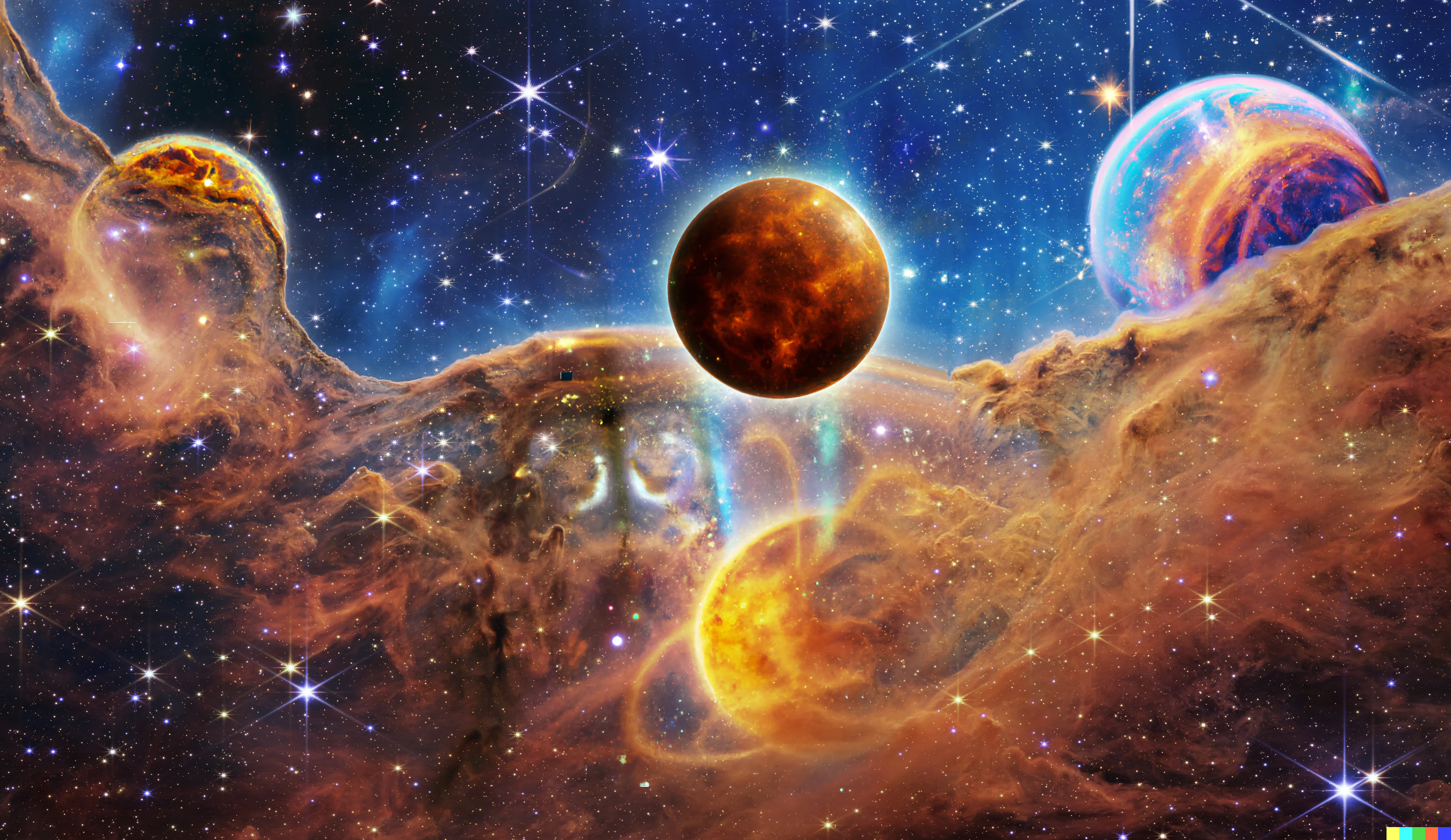 Space Galaxy James Webb Space Telescope Planet Nebula Ai Art Stars Infrared 3600x2085