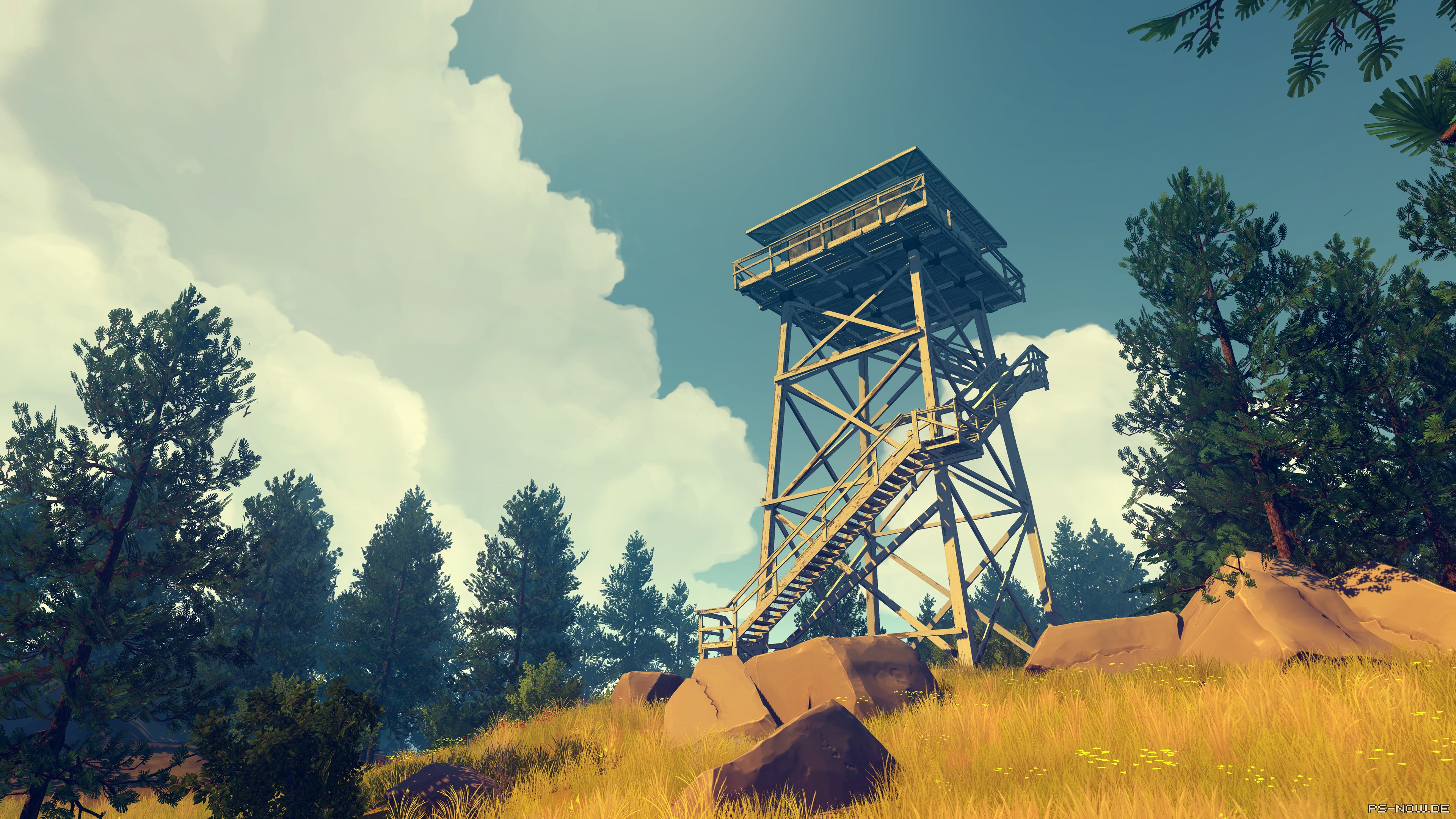 Video Games Firewatch Video Game Art Nature Trees Forest Clouds Sky Illustration 3840x2160