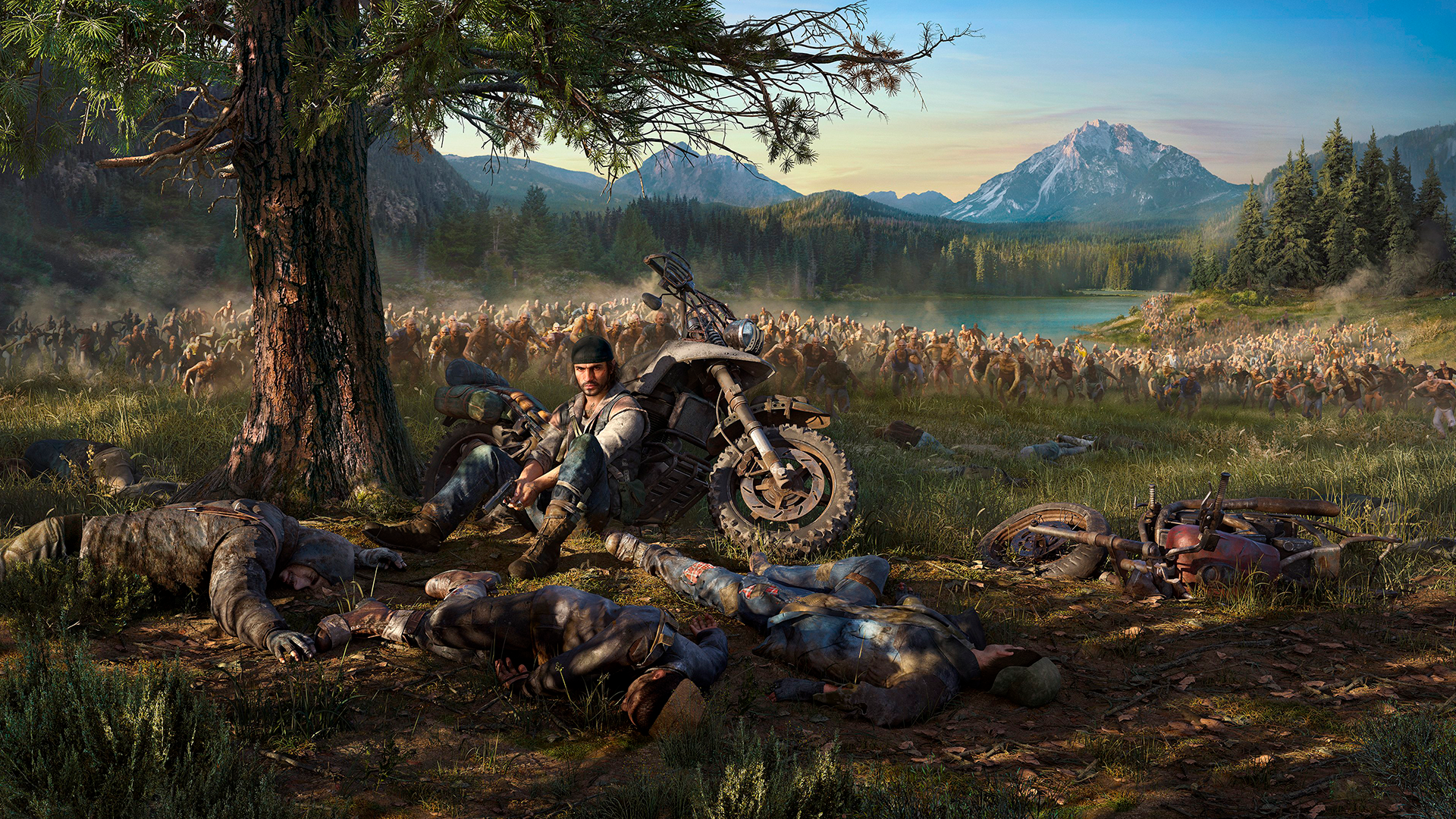 Days Gone Video Games Video Game Art Gun Trees Zombies Motorcycle Mountains Nature Video Game Man 1920x1080