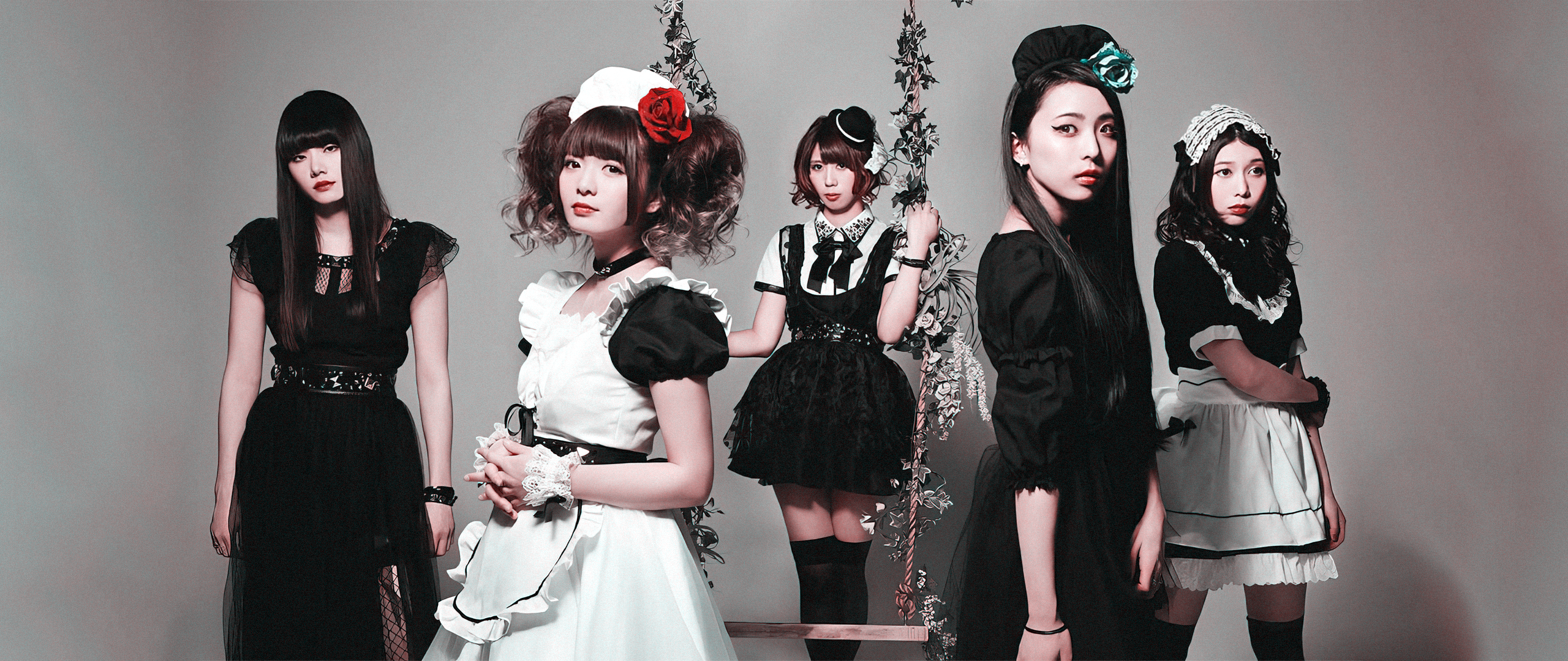 Band Maid Maid Music Japan Rock Bands Women Looking At Viewer Standing Simple Background Minimalism  2560x1080