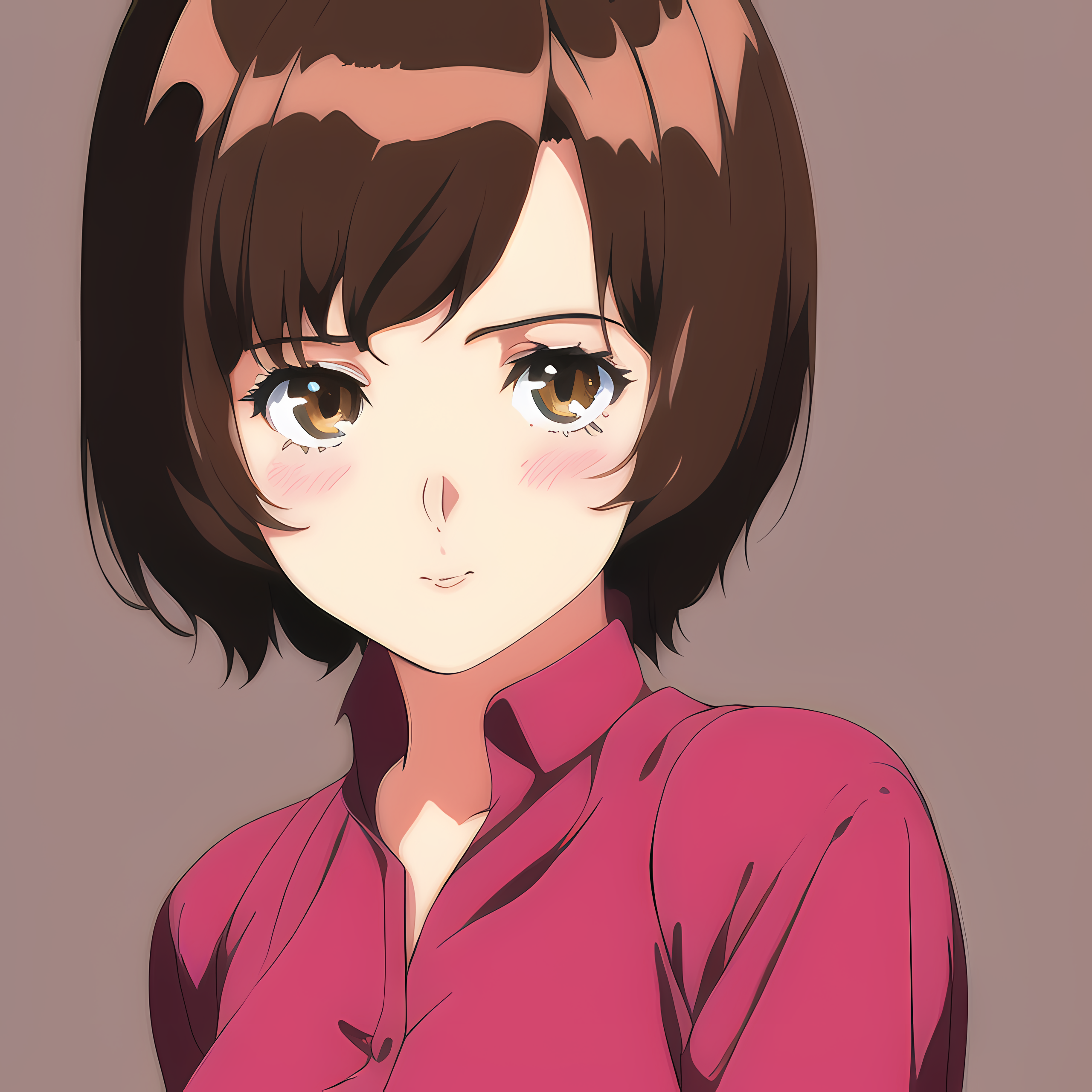 Novel Ai Anime Girls Simple Background Brunette Brown Eyes Blushing 2560x2560