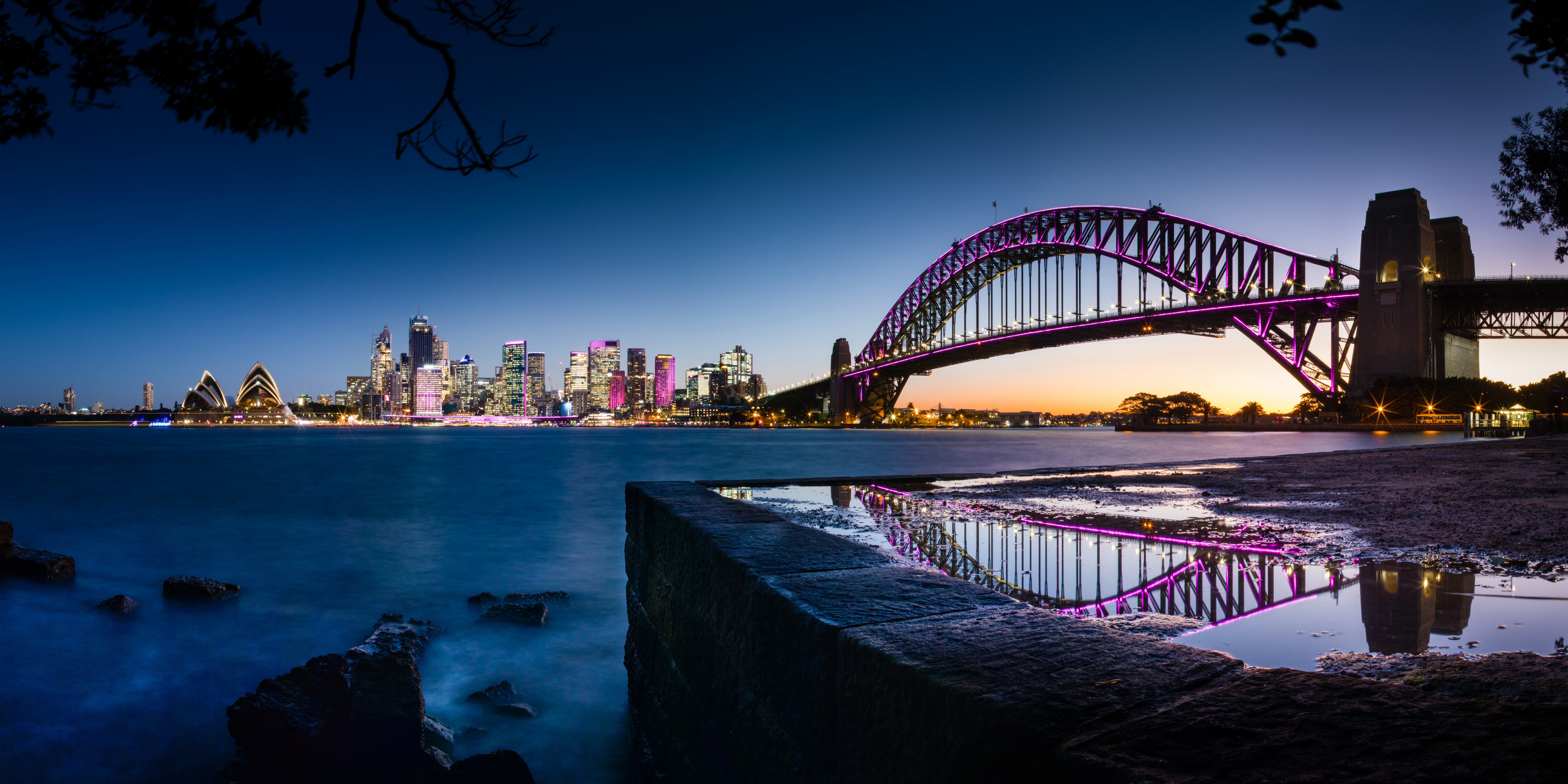 Australia New South Wales Bridge Reflection 6800x3400