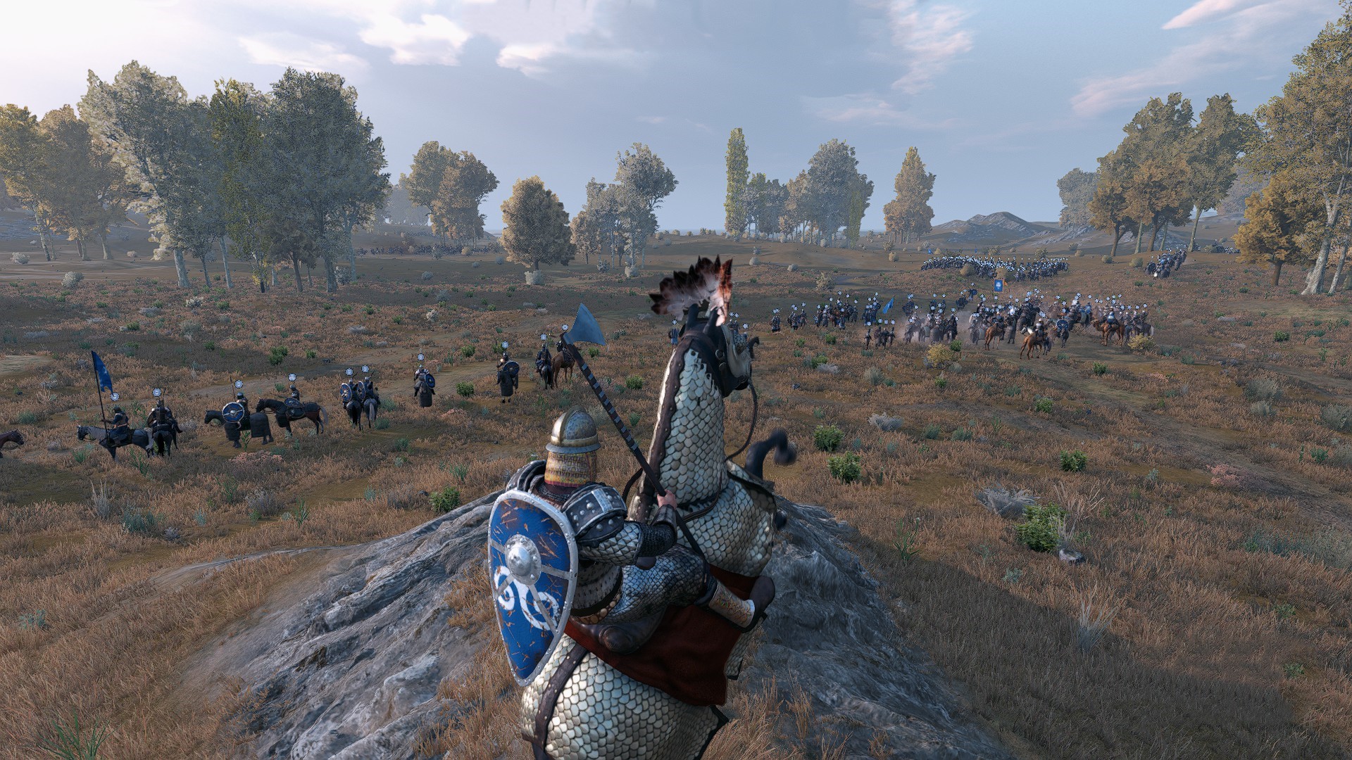 Video Games Knight Horse Horseback Shield Weapon Trees Field Sky Clouds Armor Army CGi Mount Blade 1920x1080