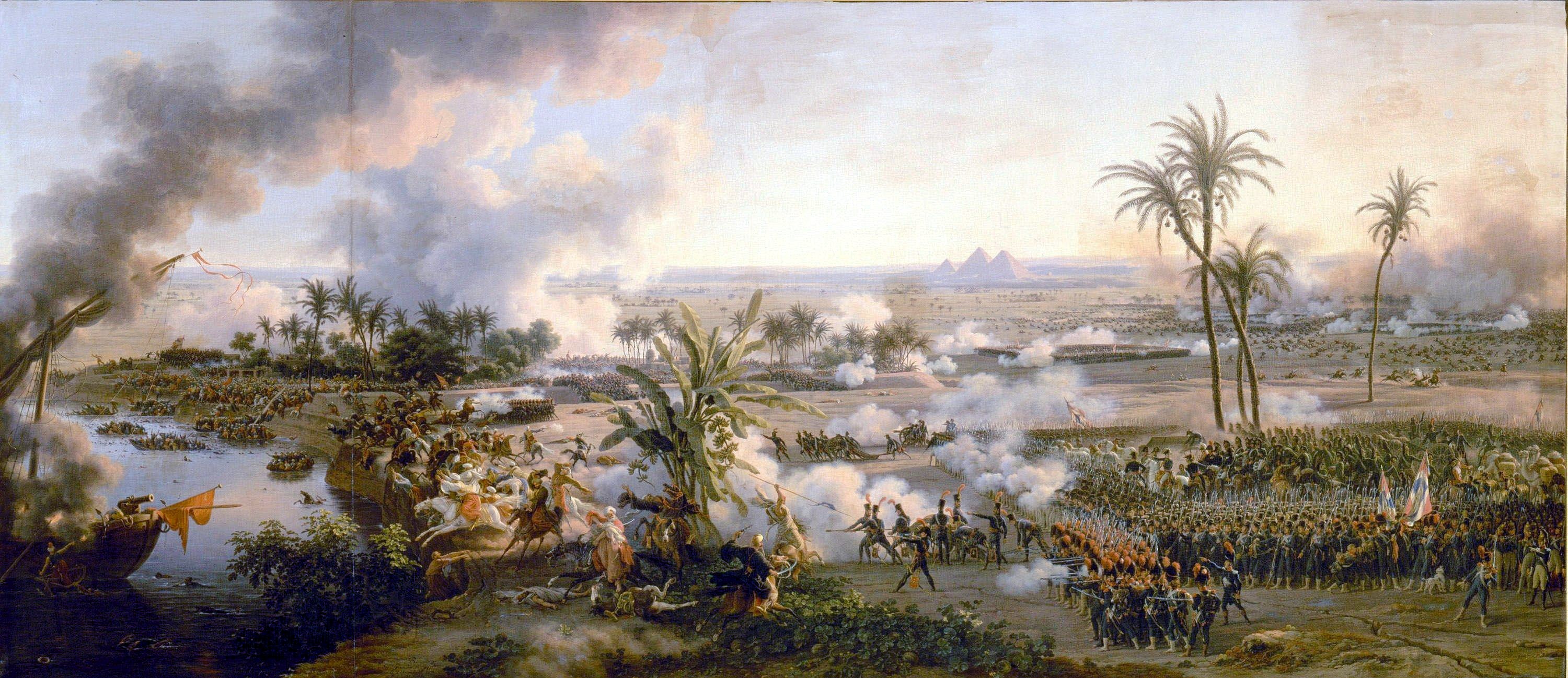 Artwork Battle Of The Pyramids French Army War Crowd People Men 3000x1298