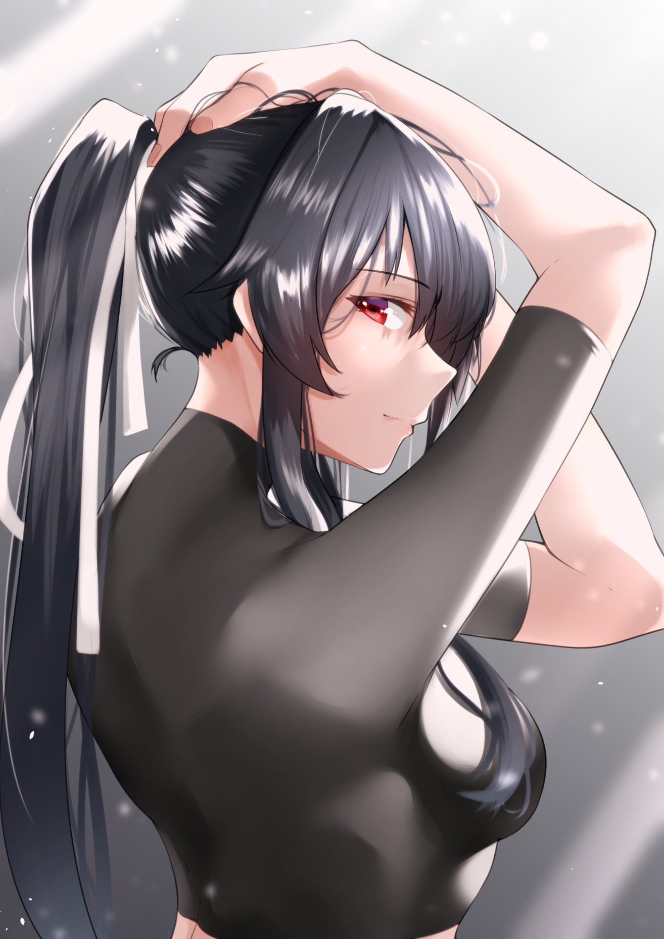 Anime Anime Girls Kantai Collection Yahagi KanColle Ponytail Long Hair Black Hair Artwork Digital Ar 1314x1859