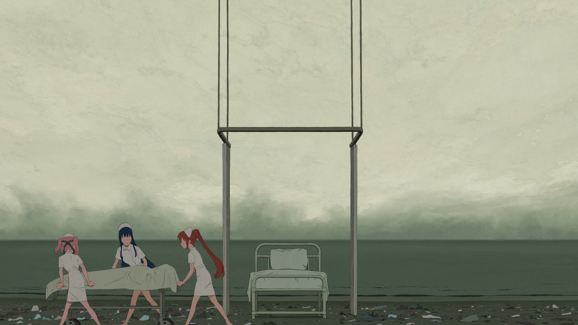 Mahou Shoujo Magical Destroyers Anime Anime Screenshot Anime Girls Bed Pillow Messy Sky Clouds Long  1920x1080