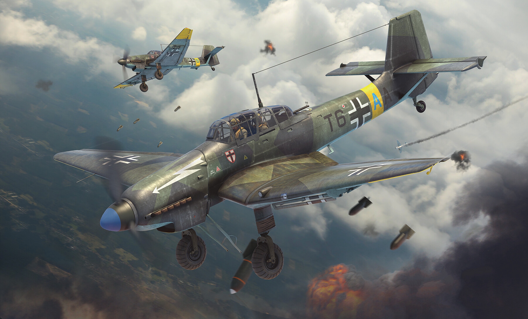 World War Ii War Airplane Aircraft World War Boxart Painting Artwork Air Force Junkers Luftwaffe Ger 1800x1089