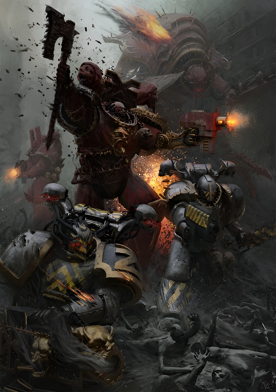 Warhammer 40 000 Khorne Iron Warriors World Eater Chain Axe Bolter Gun Fire Science Fiction War Red  958x1360