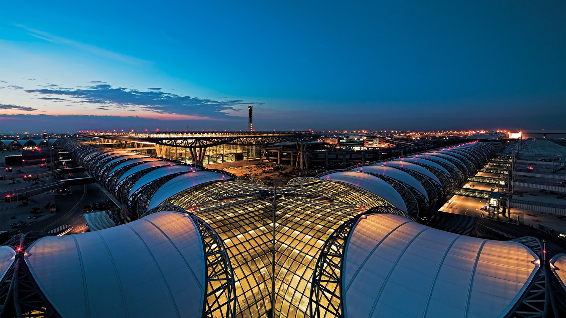 Airport Dawn Morning Architecture Modern 1920x1080